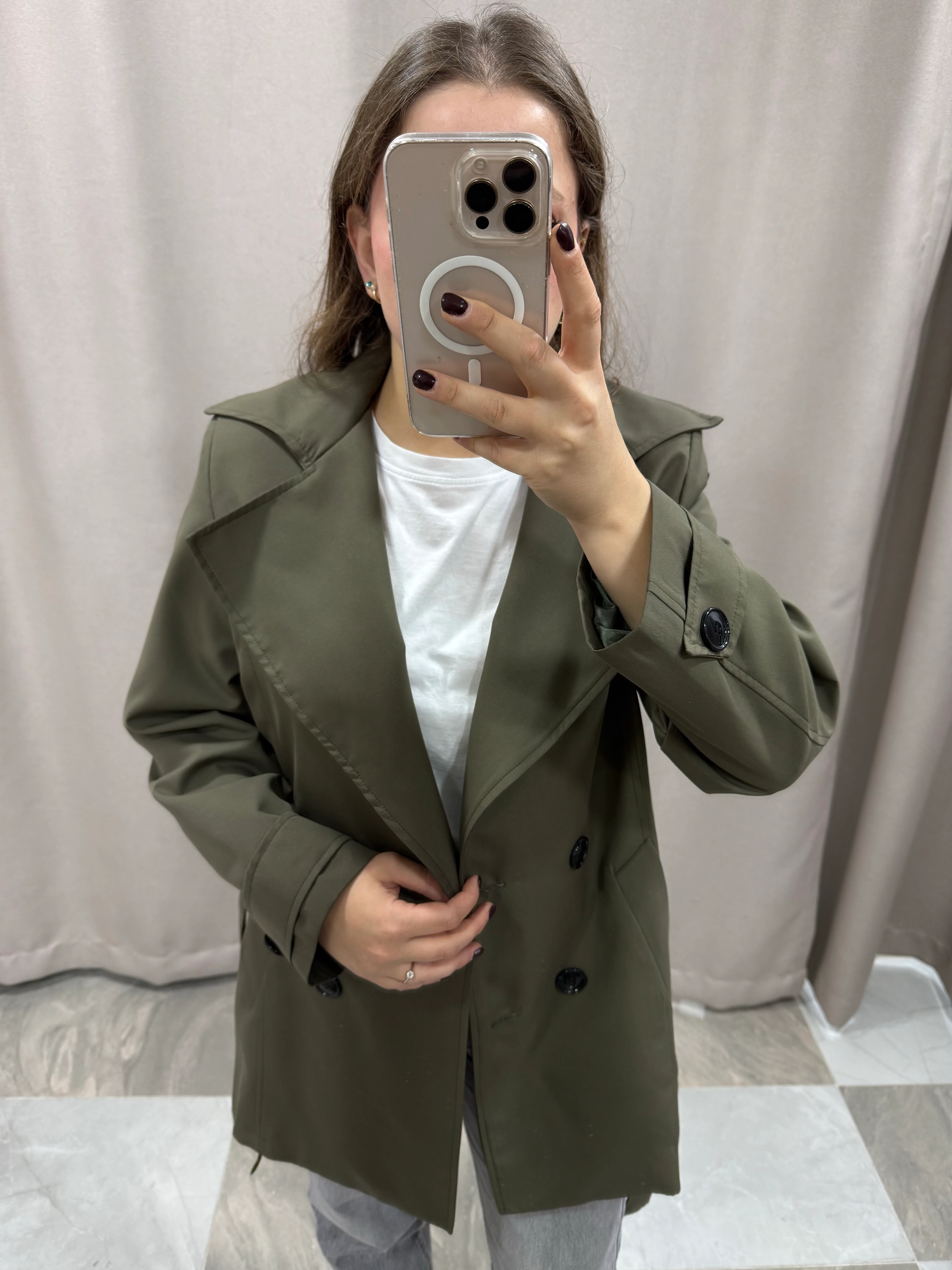 BONDİT KUMAŞ ASTARLI KISA TRENÇKOT