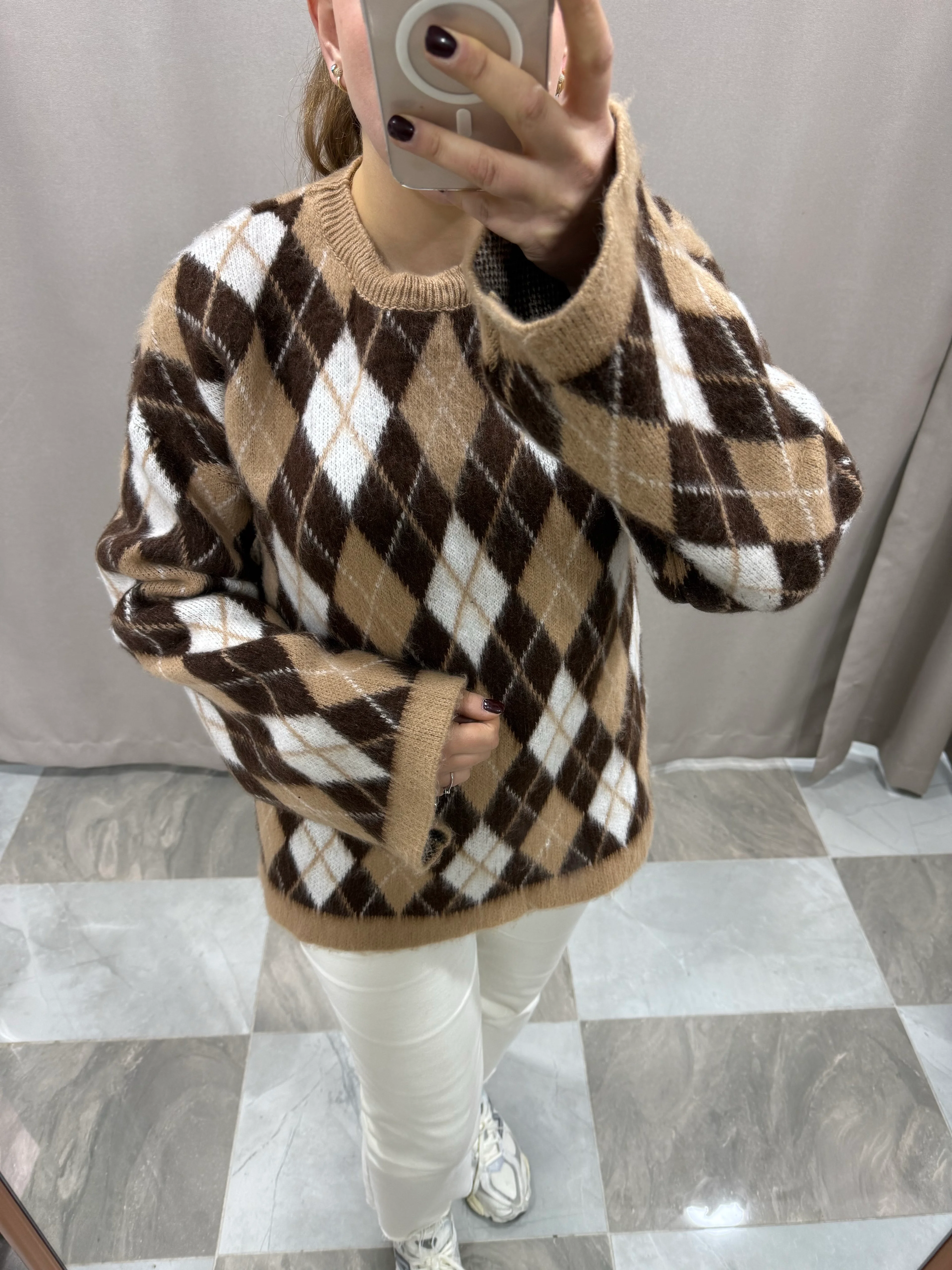 BAKLAVA DESEN OVERSIZE KAZAK