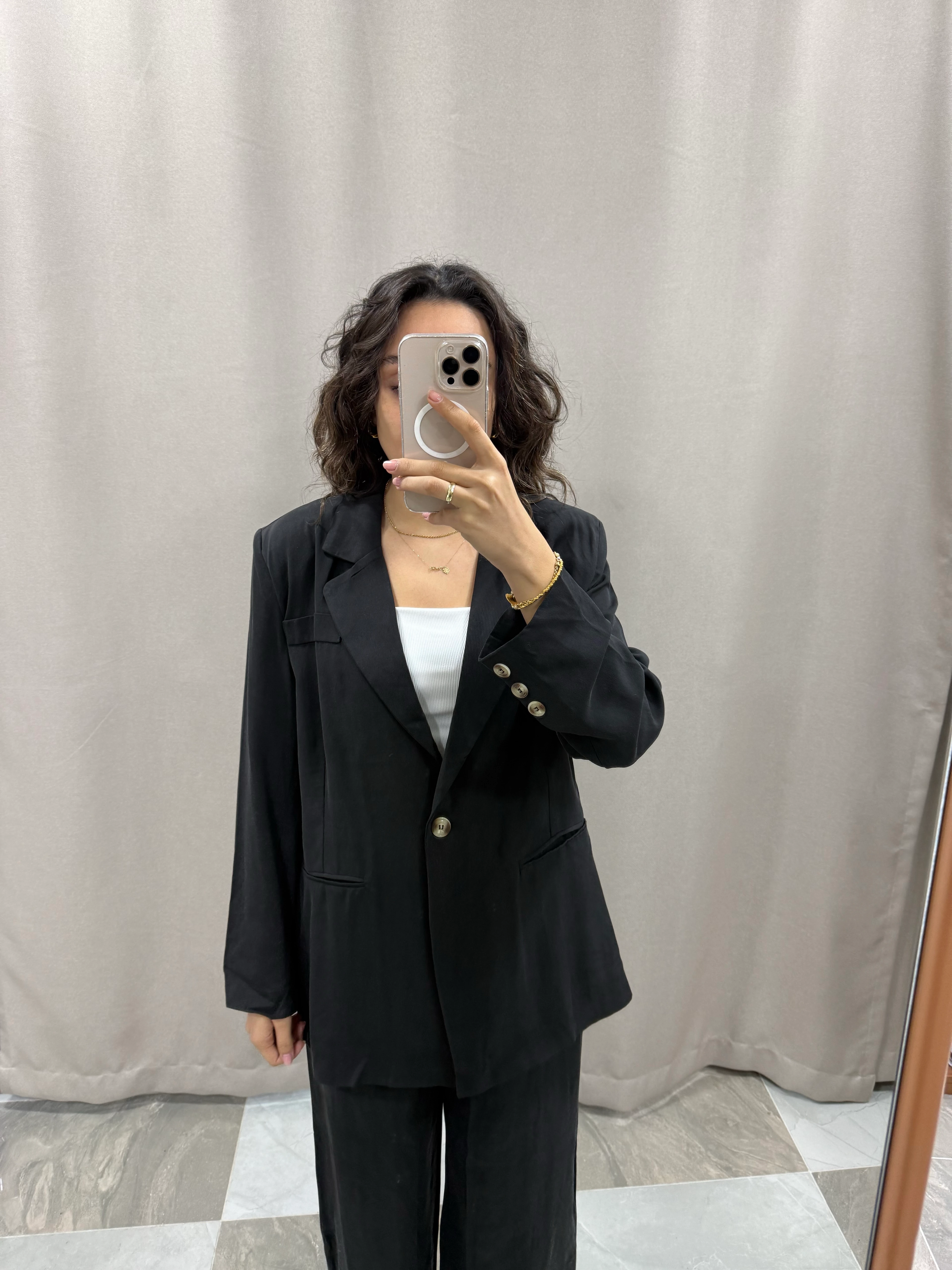 TEK DÜĞME TENSEL TAKIM  - SİYAH