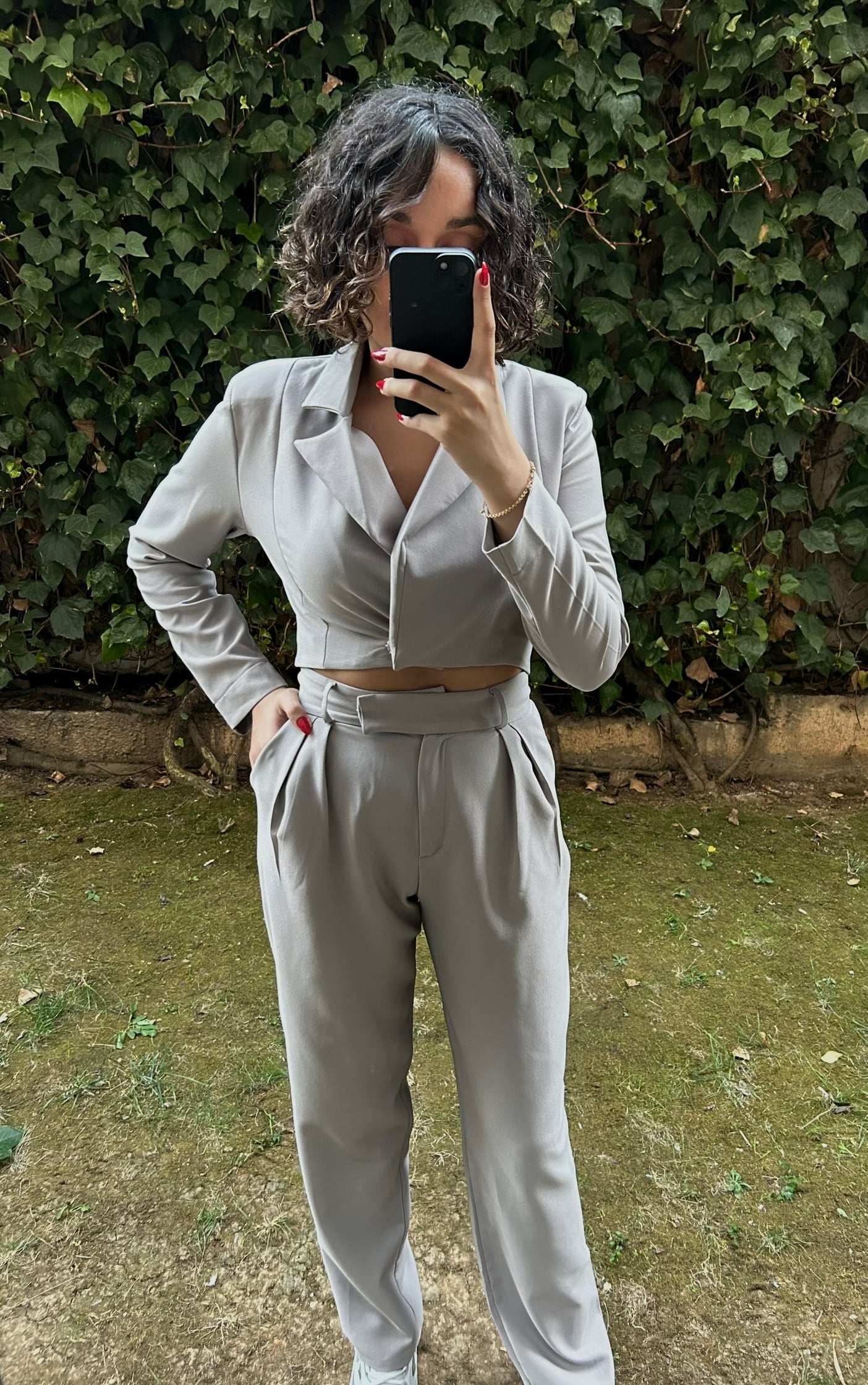 Crop Ceket Pantolon Takım 