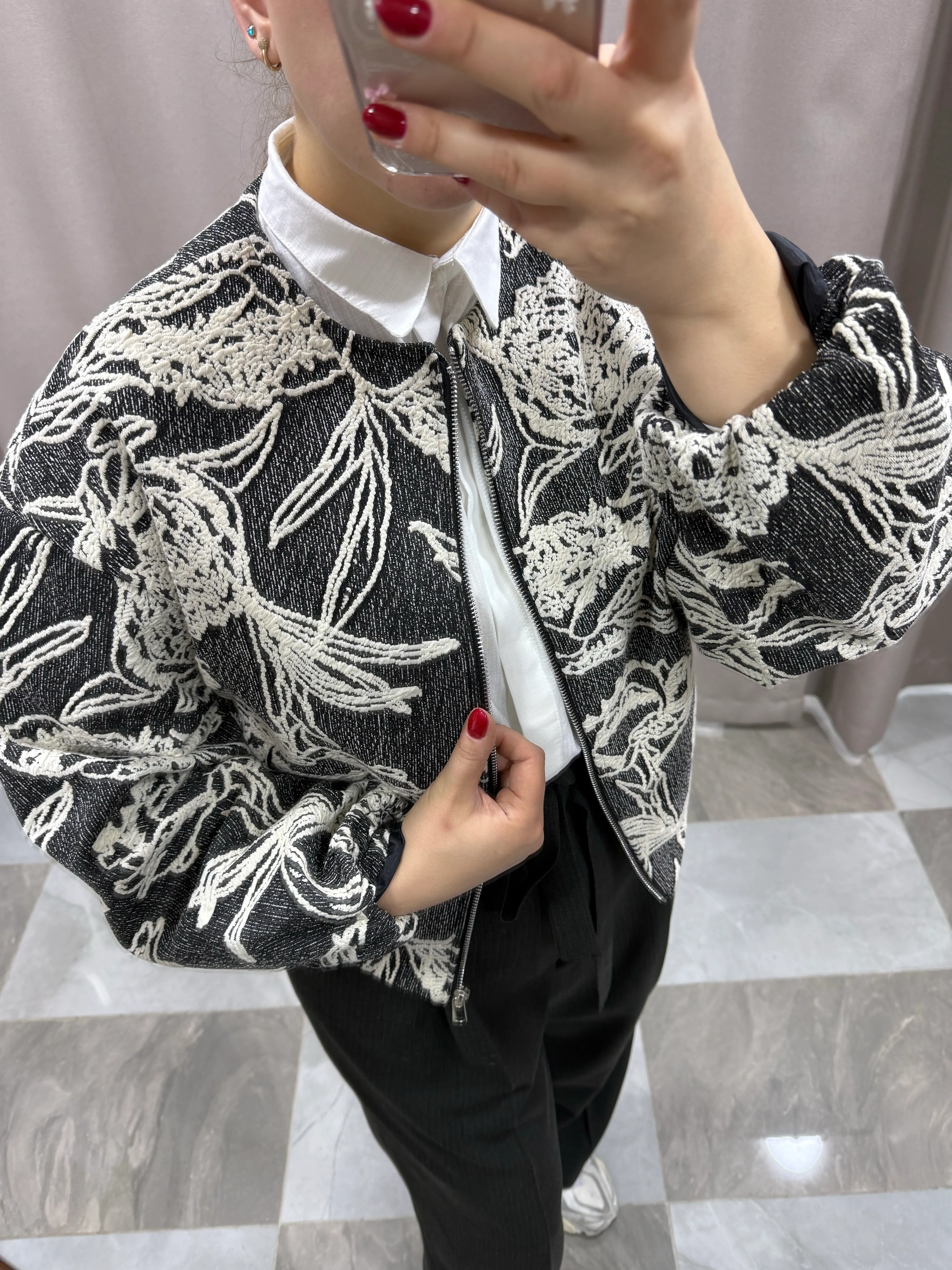 İŞLEME BOMBER CEKET 