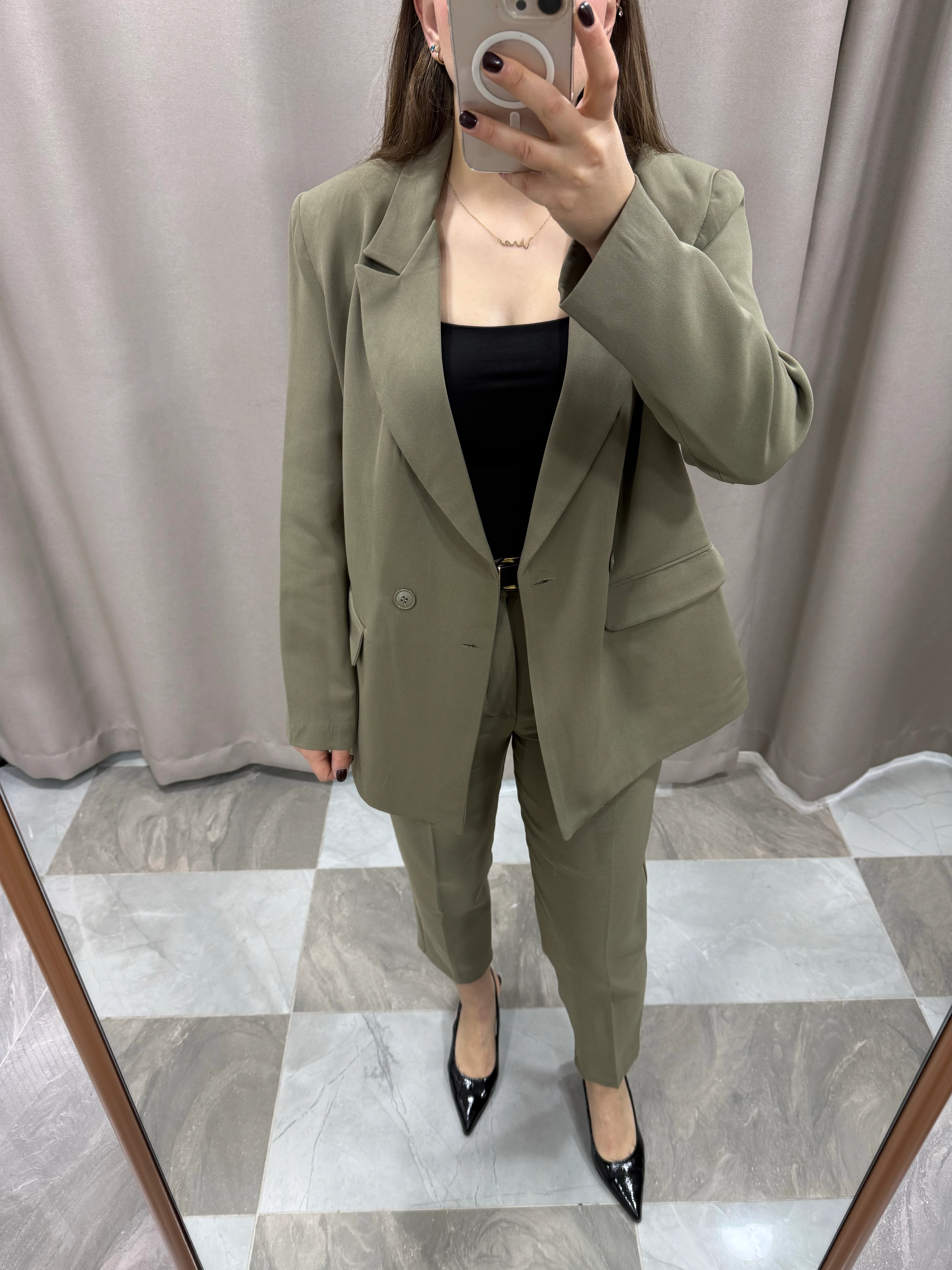 KEMERLİ CEKET PANTOLON TAKIM