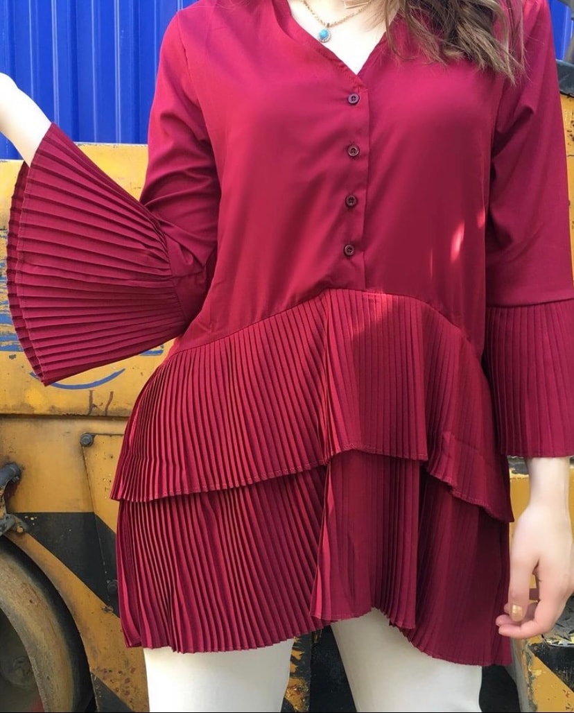 Bordo Pilise Gömlek