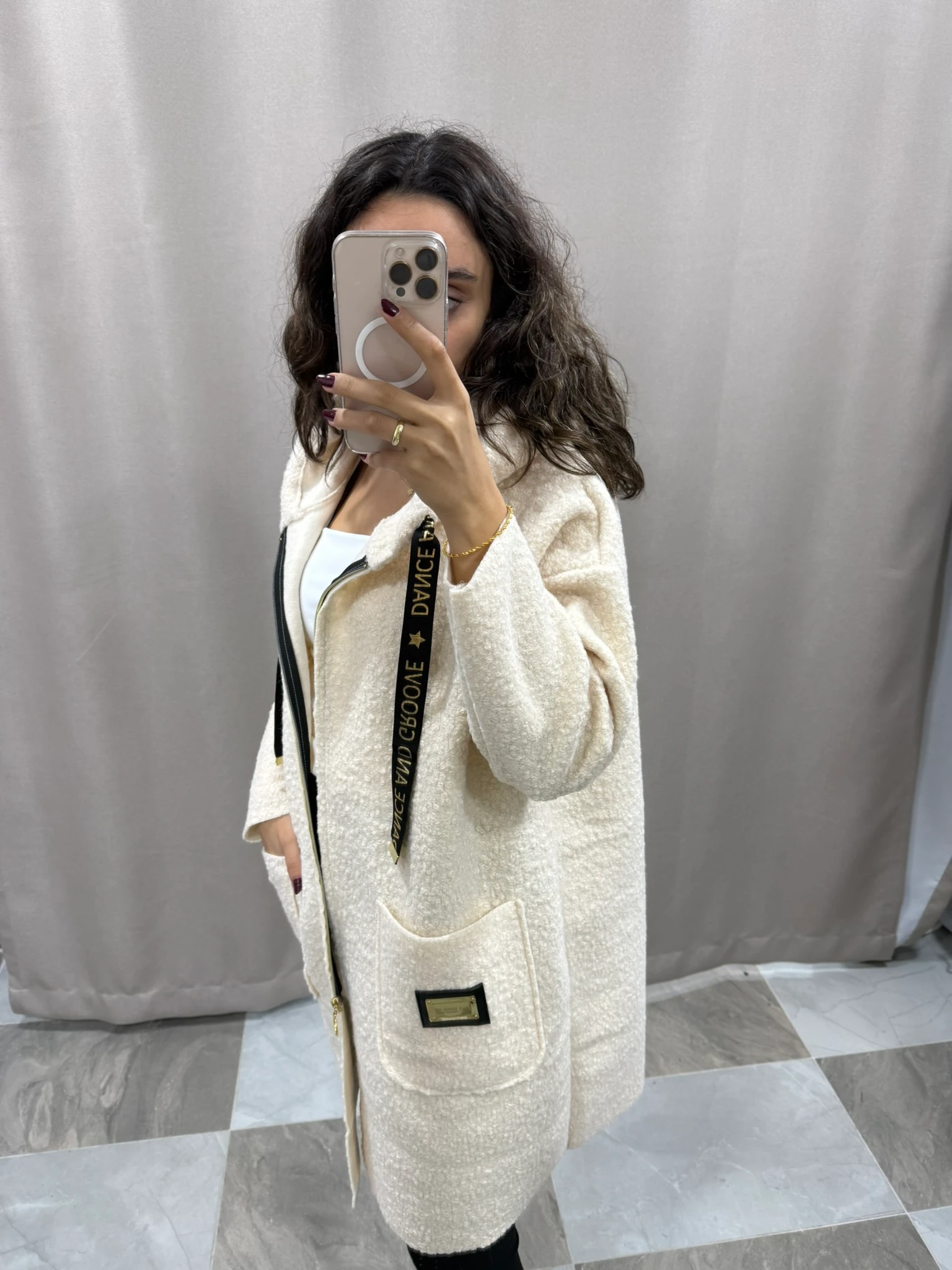 YAZI DETAYLI FERMUARLI HIRKA