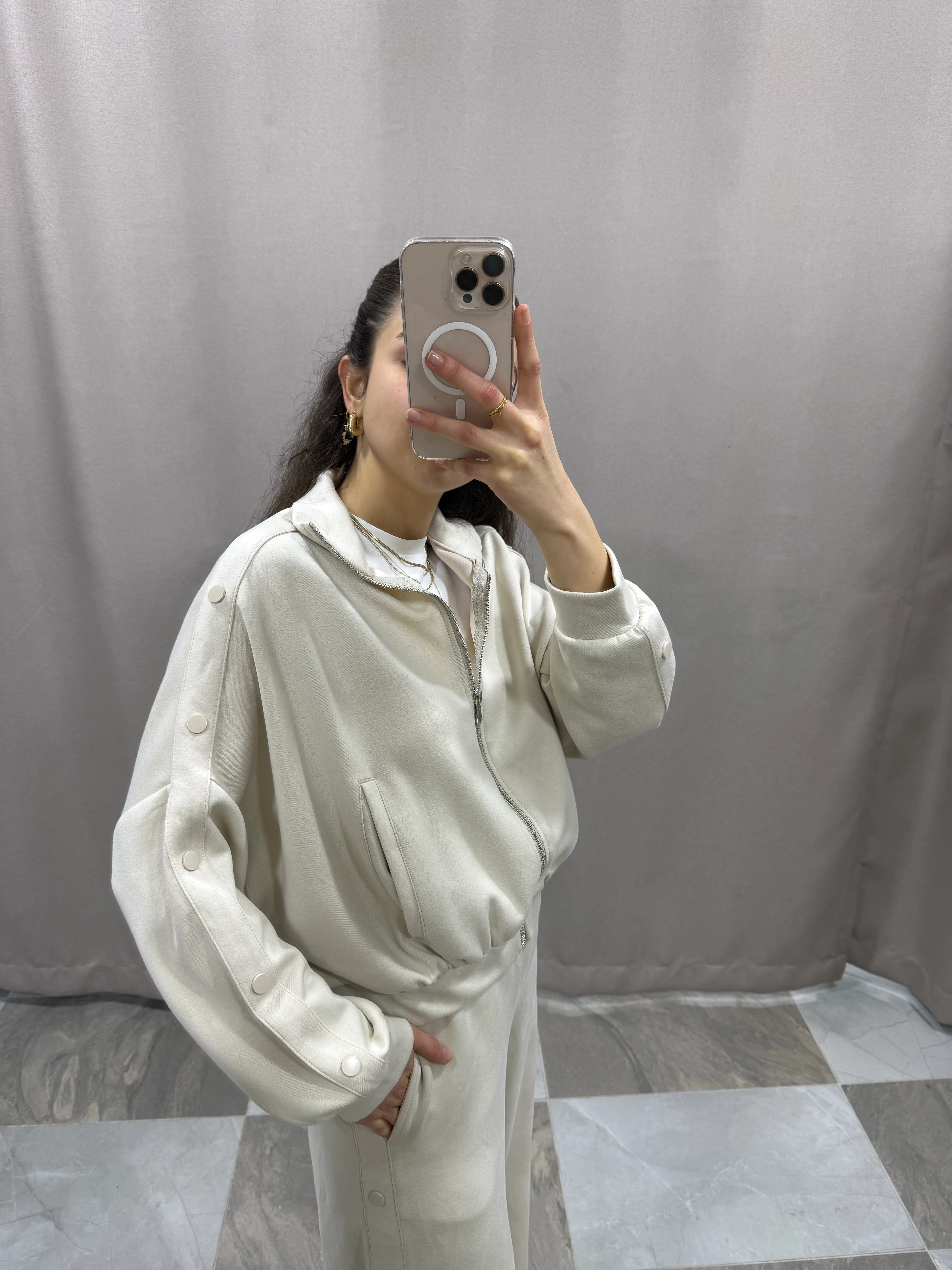 ÇITÇIT DETAYLI EŞOFMAN TAKIMI - EKRU