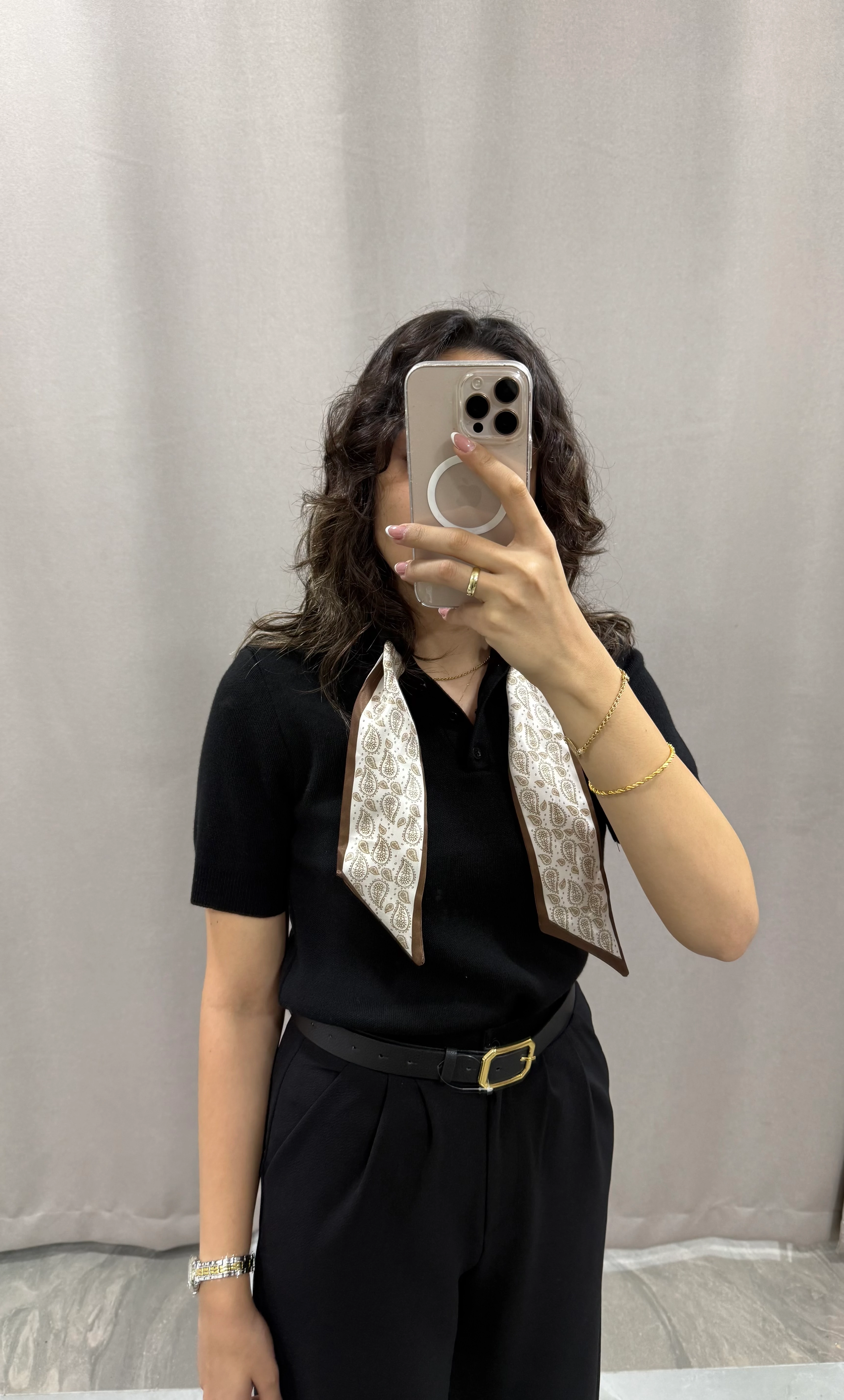 FULAR DETAY KISA KOLLU KAZAK - SİYAH