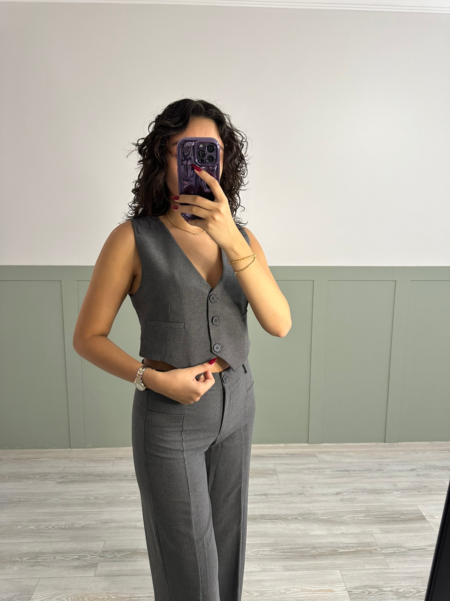 Gri Yelek Pantolon Premium Takım