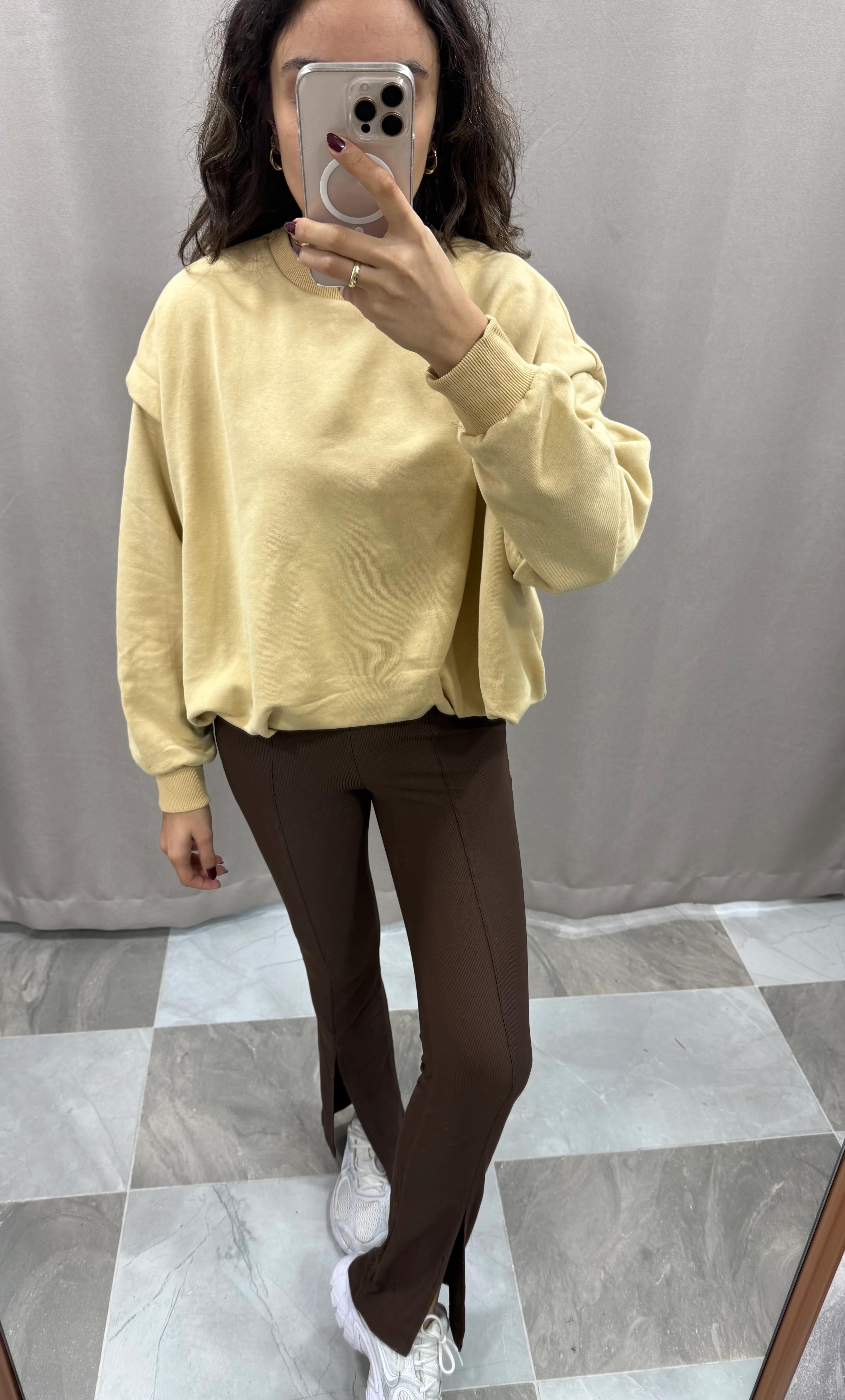 YIRTMAÇ DETAY TAYT PANTOLON  - KAHVERENGİ