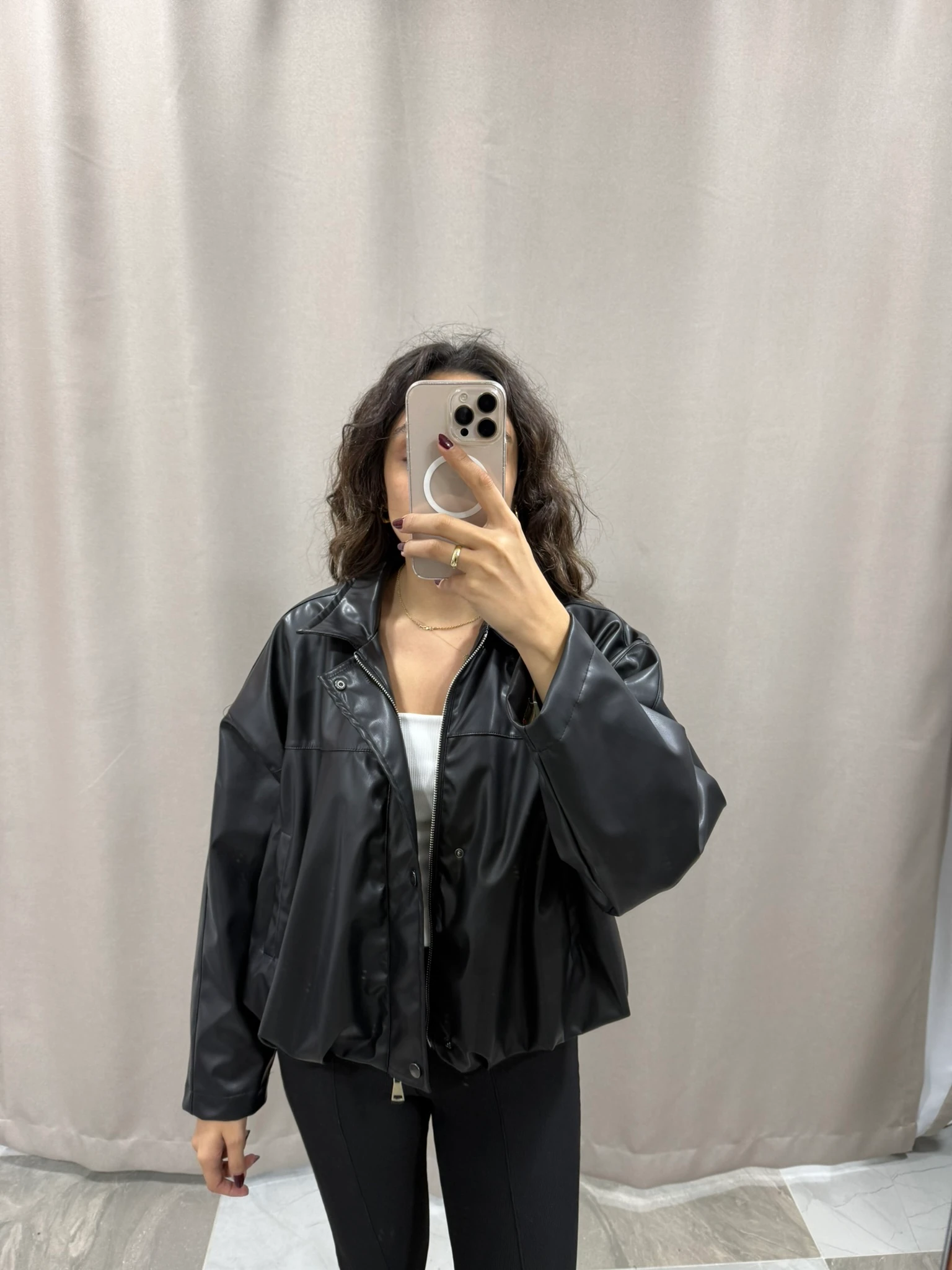 EKOSE ASTAR DETAY DERİ CEKET