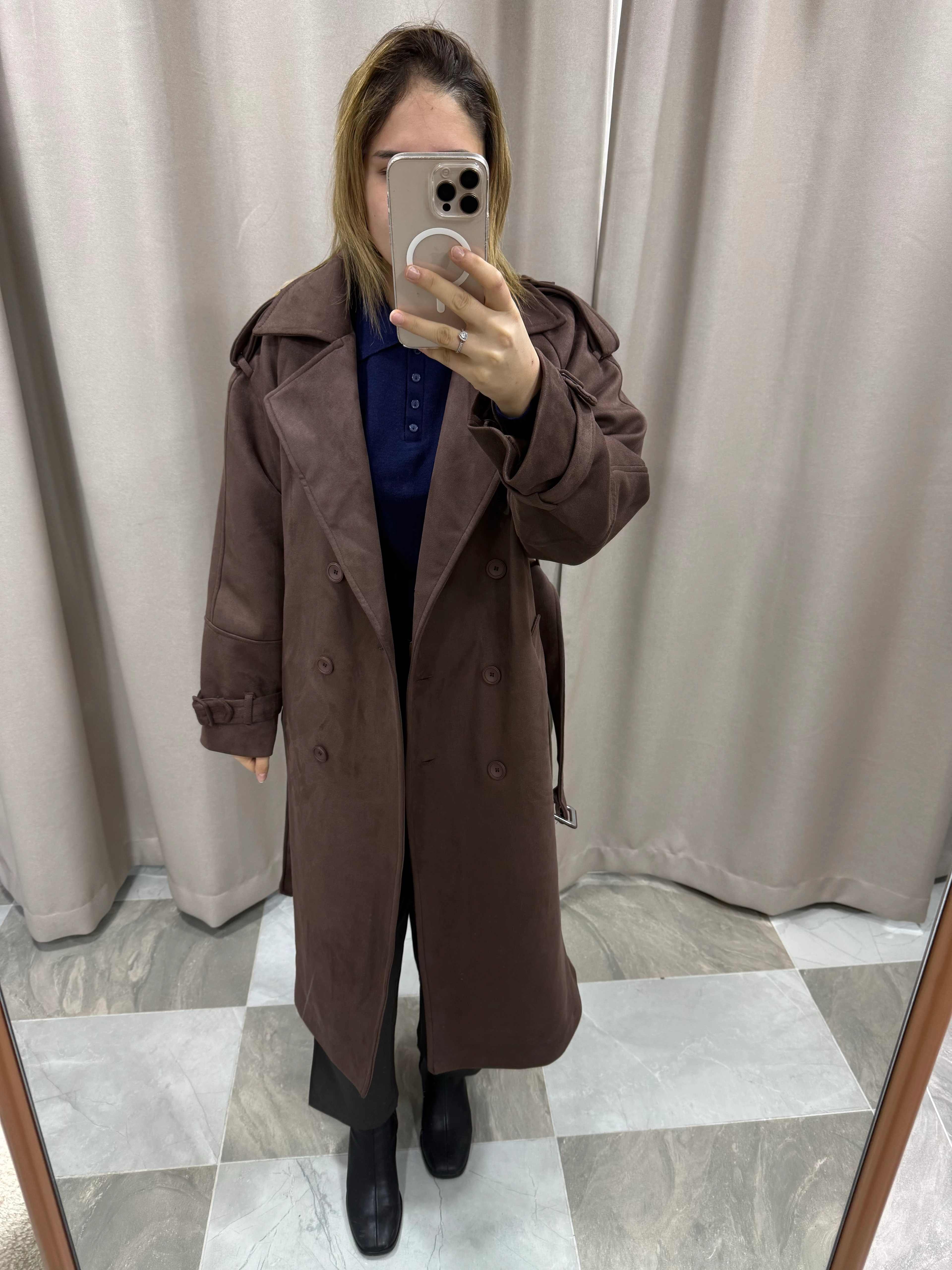 KAHVERENGİ NUBUK TRENÇKOT