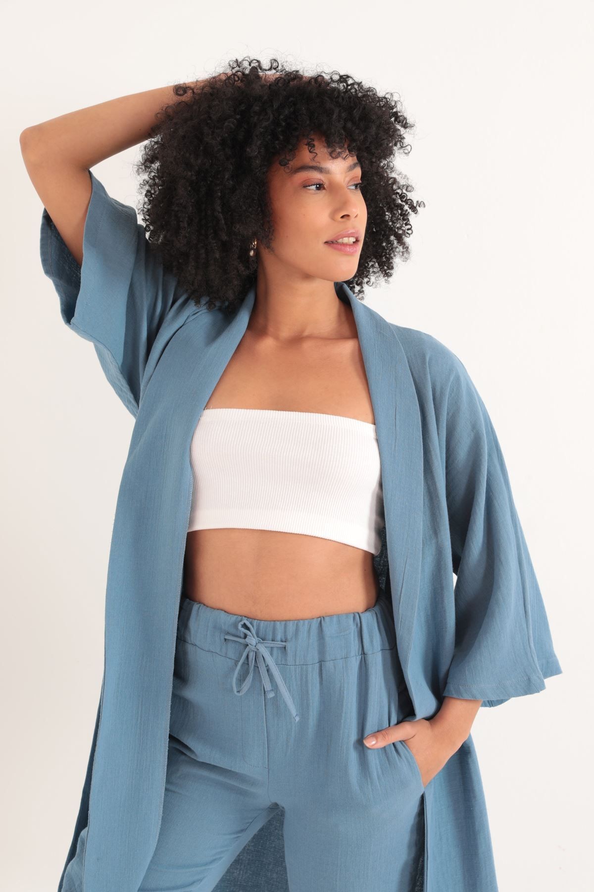 Kimono Üst - İNDİGO