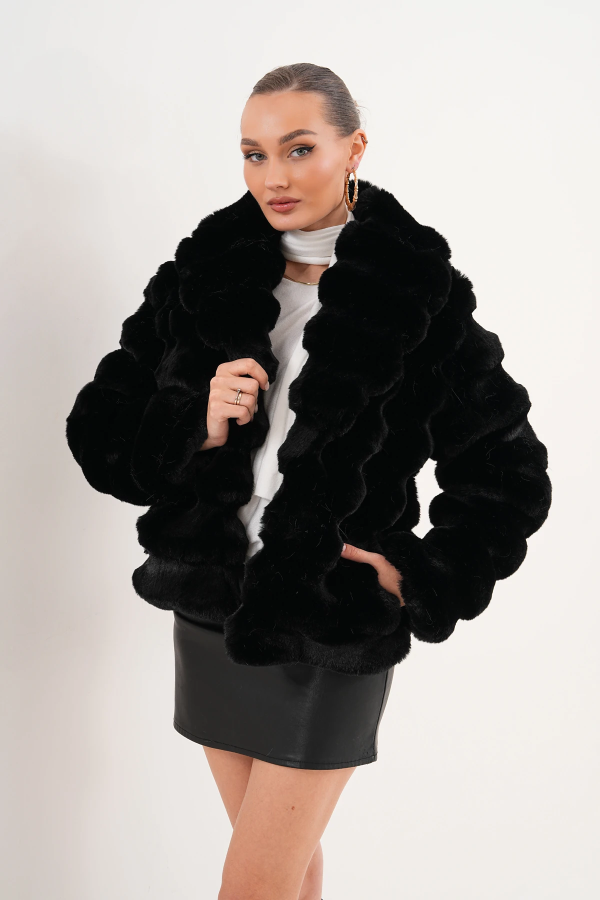 Şal Yaka Çinçila Ceket - siyah