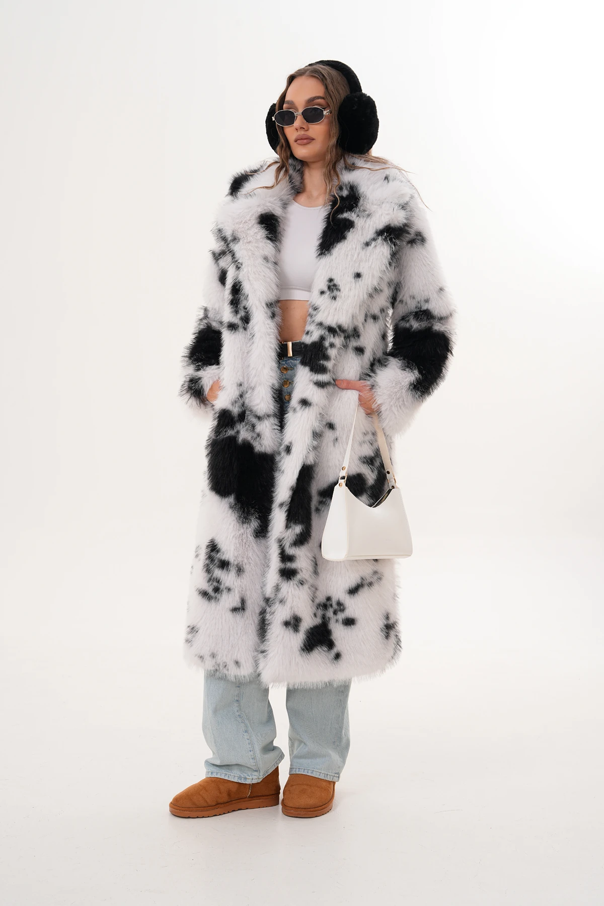 Tam Boy Kürk - parçalı siyah