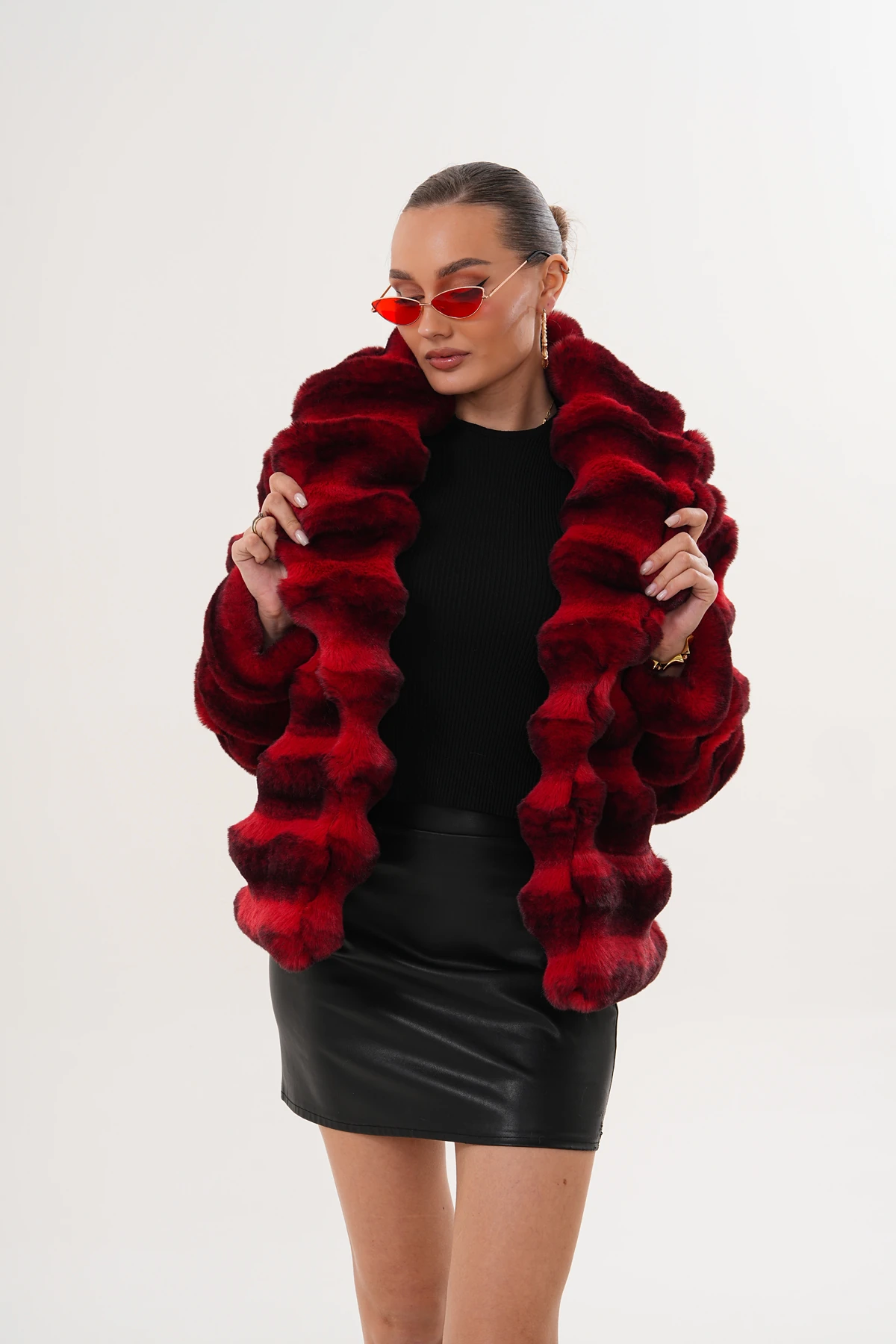 Şal Yaka Desenli Çinçila Ceket