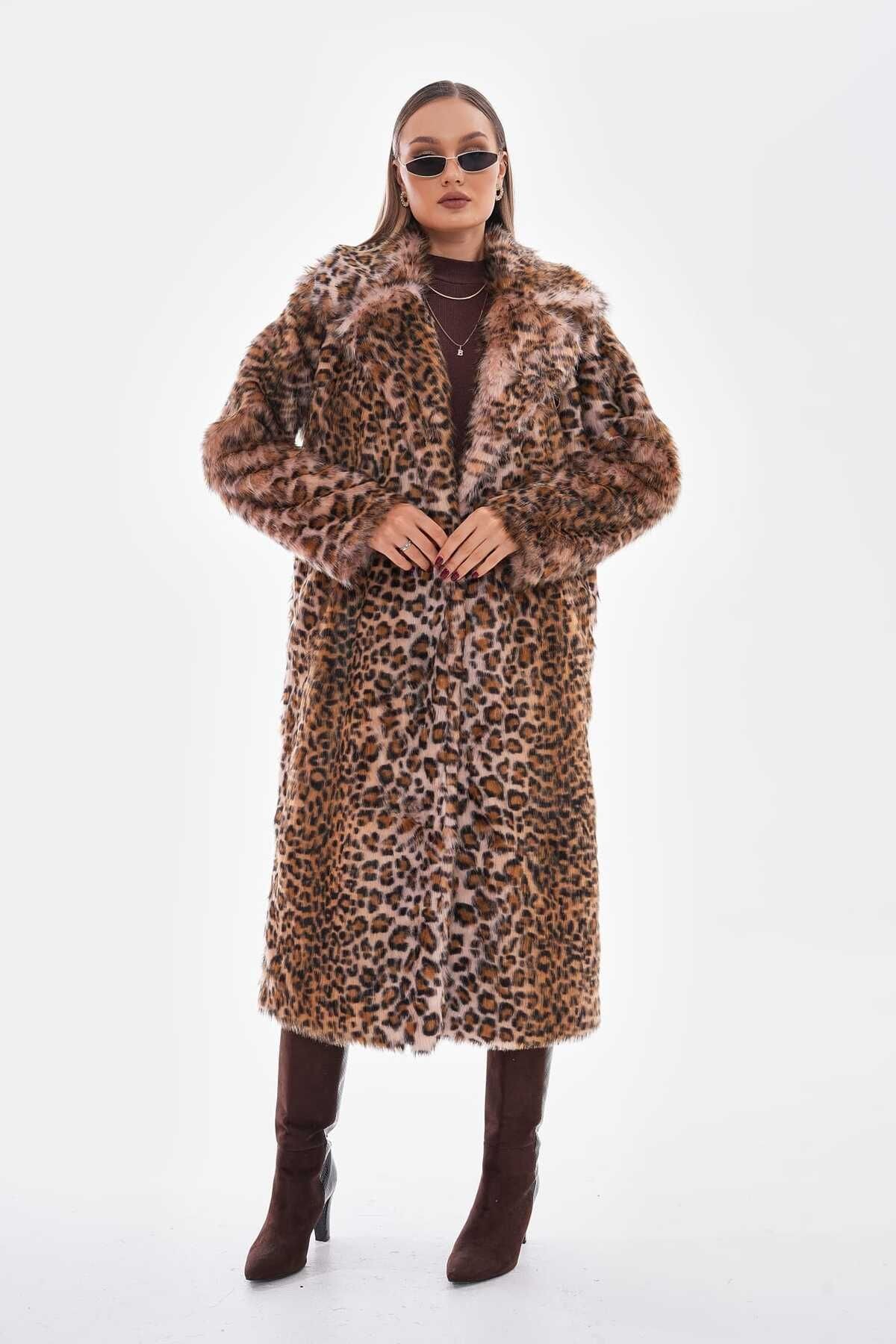 LEOPAR UZUN CEKET YAKA  Kaban
