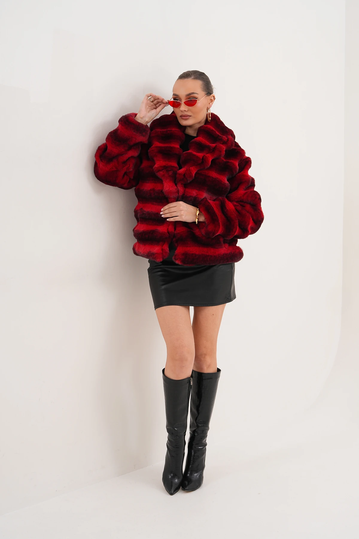 Şal Yaka Desenli Çinçila Ceket