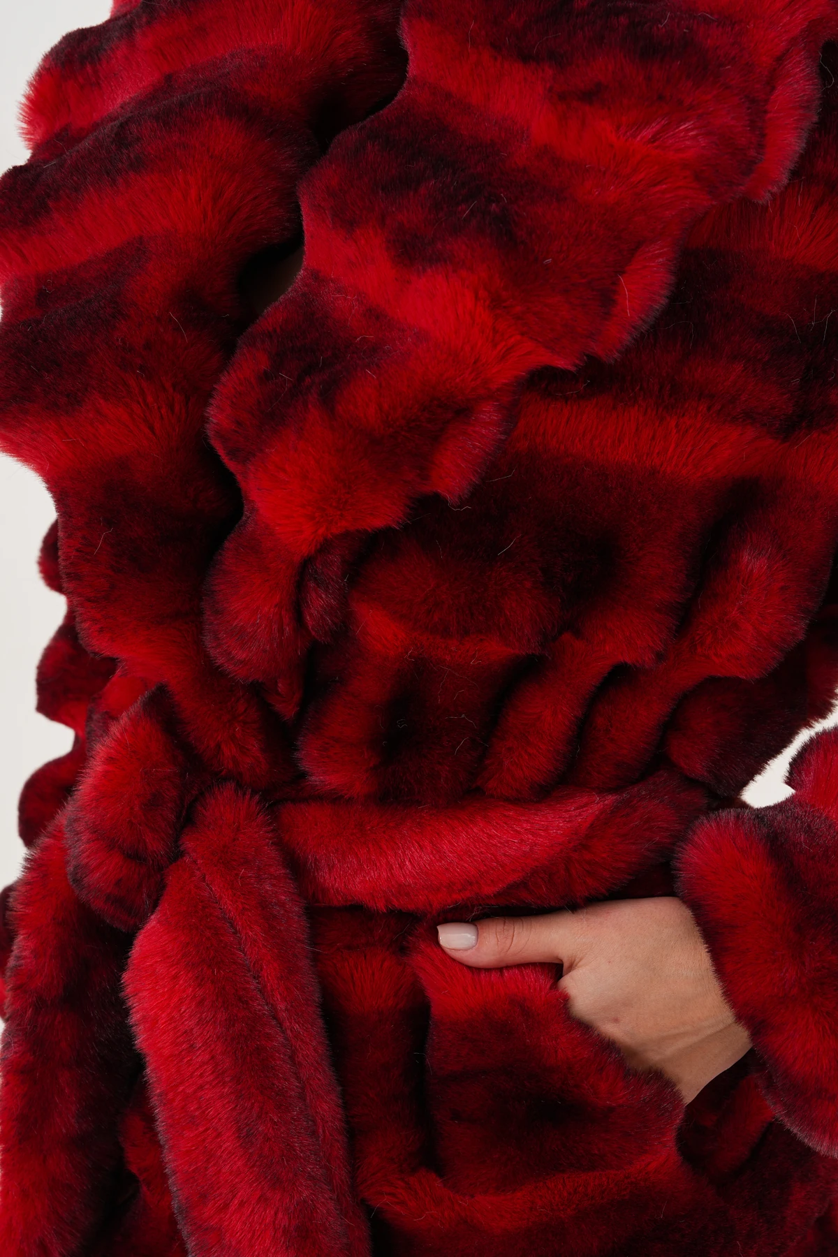 Midi Boy Çinçila Desenli Kaban - kırmızı