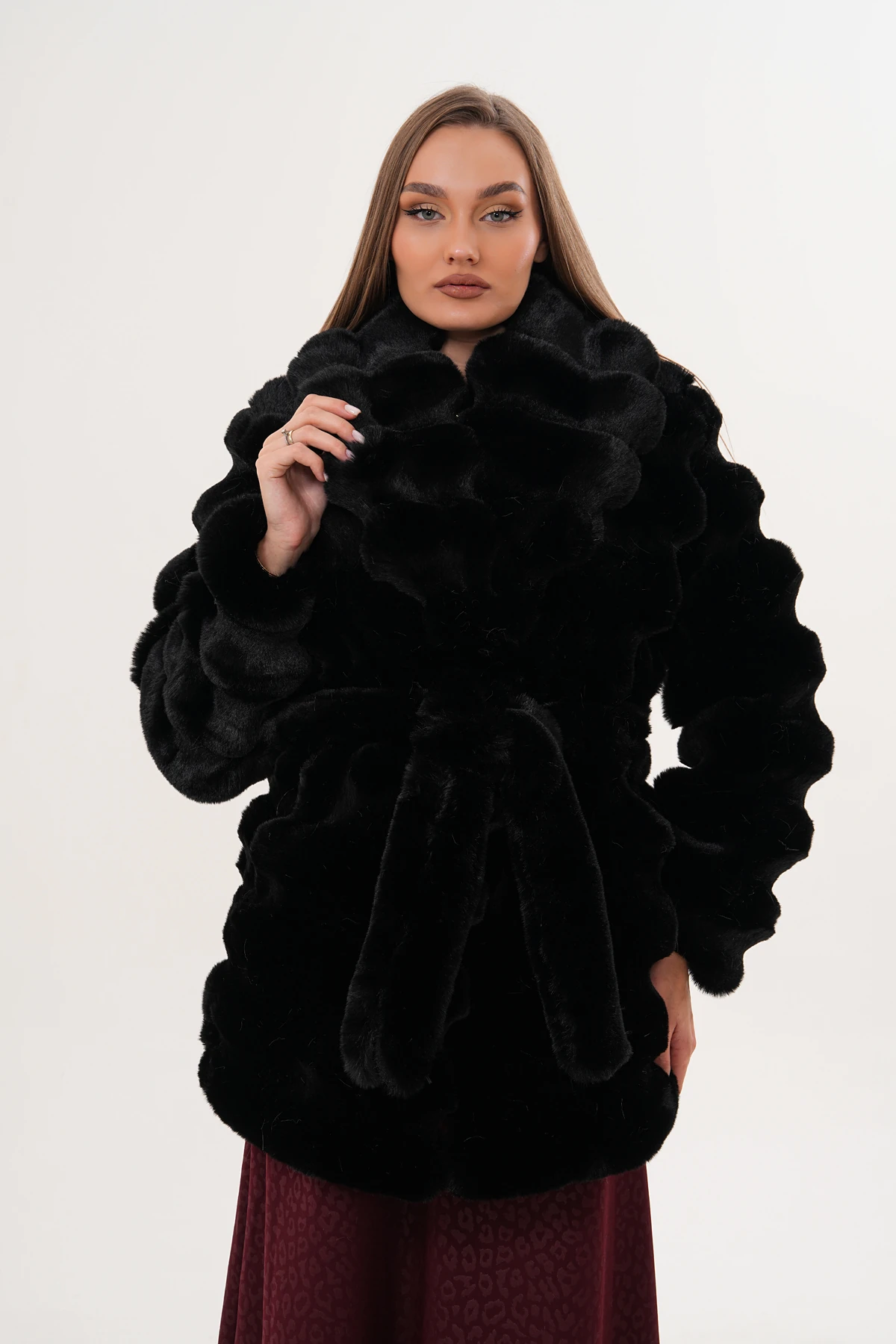 Midi Boy Çinçila Kaban - siyah