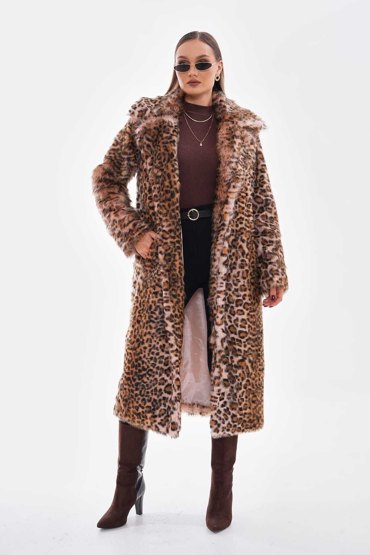 LEOPAR UZUN CEKET YAKA  Kaban