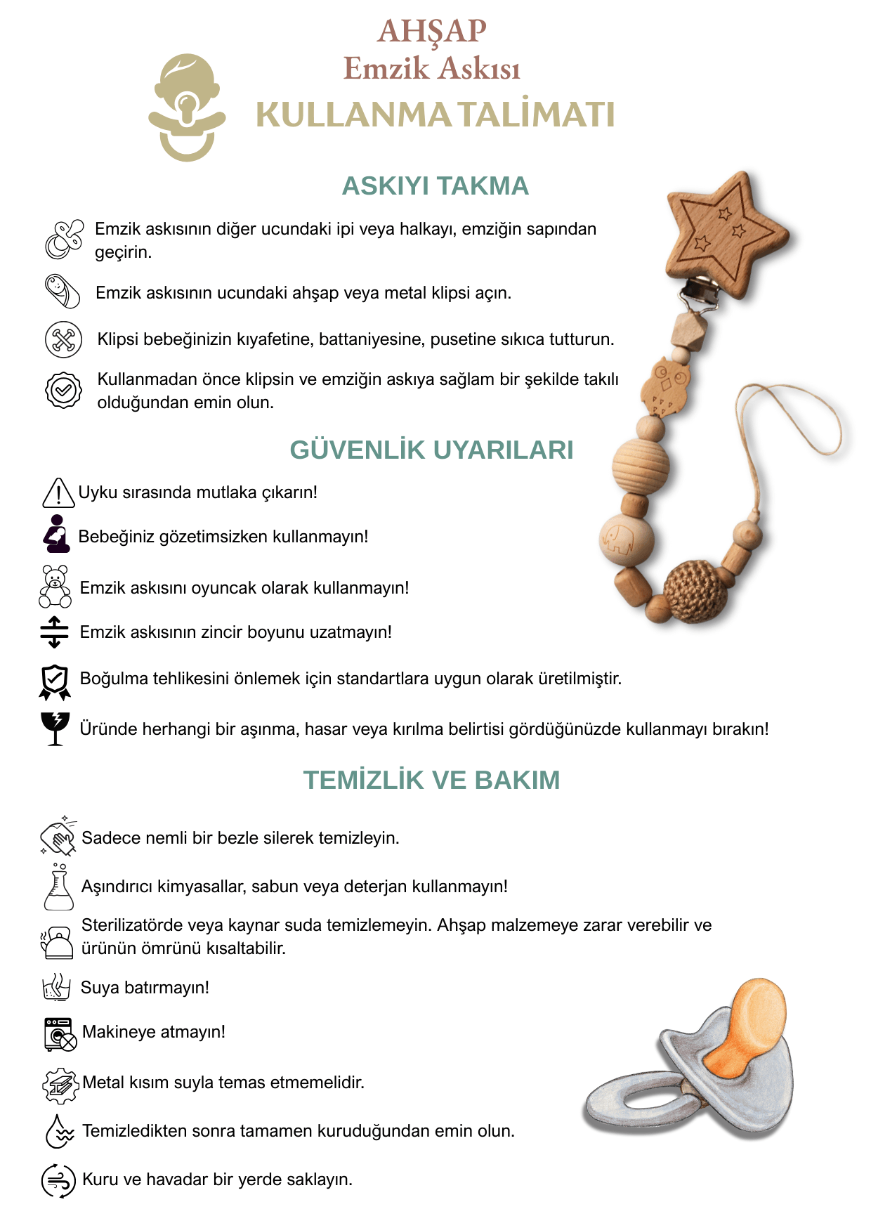 Yıldız Figürlü Emzik Askısı
