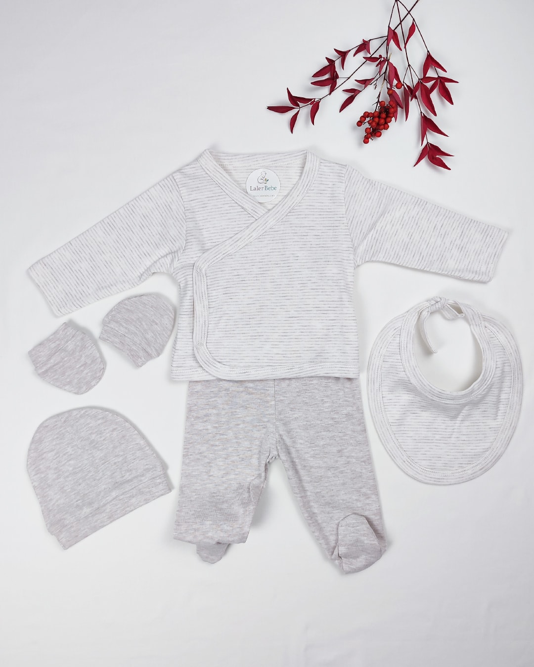 Yenidoğan Unisex 5'li Çizgili Set
