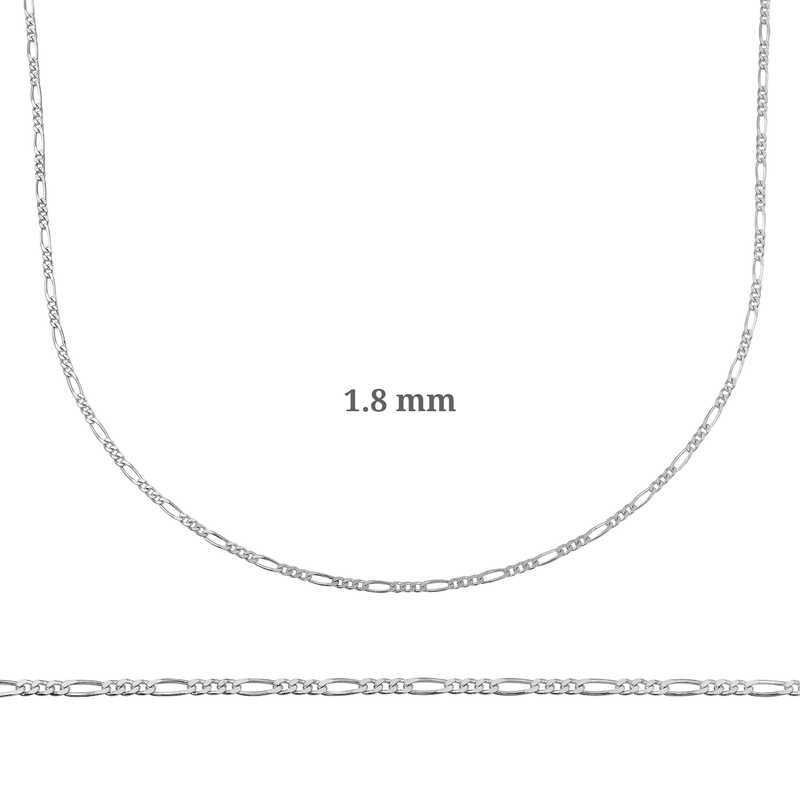 1.8 mm Gümüş Figaro Zincir - 0.50 mikron