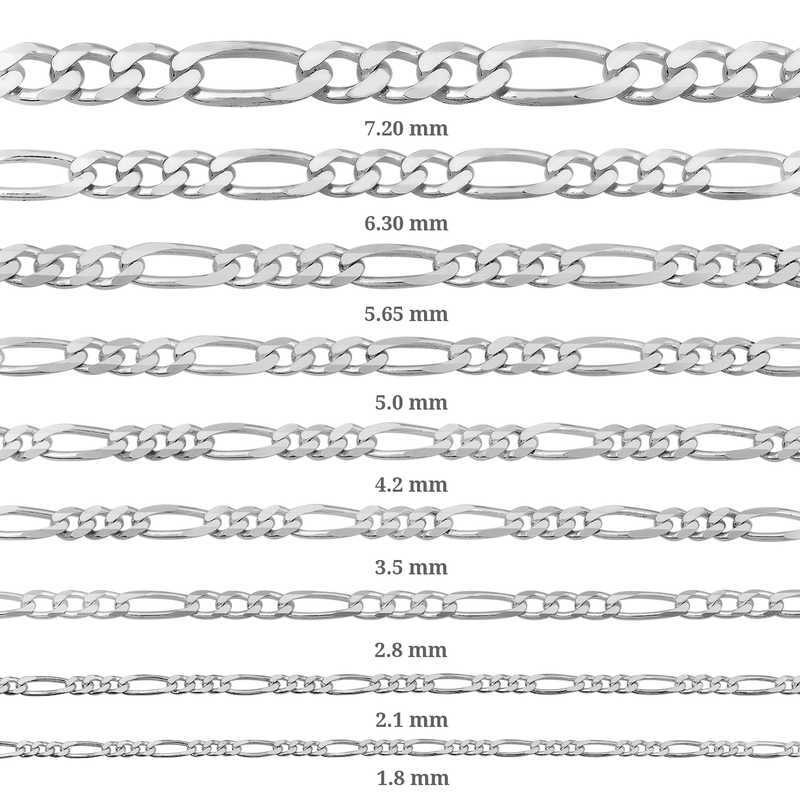 2.10 mm Gümüş Figaro Zincir - 0.60 mikron