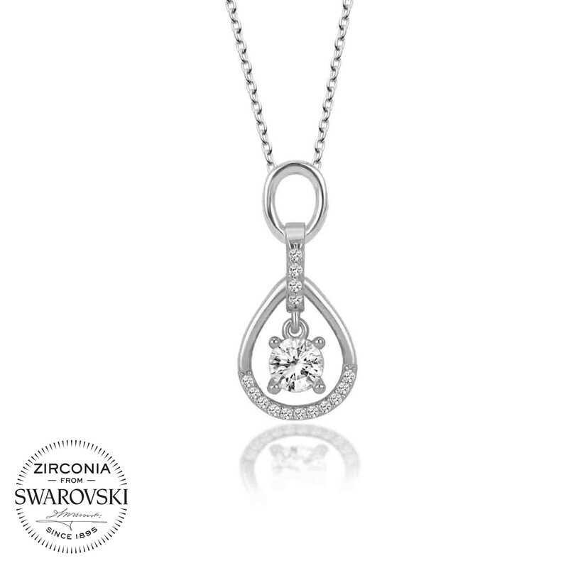 Swarovski Taşlı Gümüş Tektaş Bayan Kolye