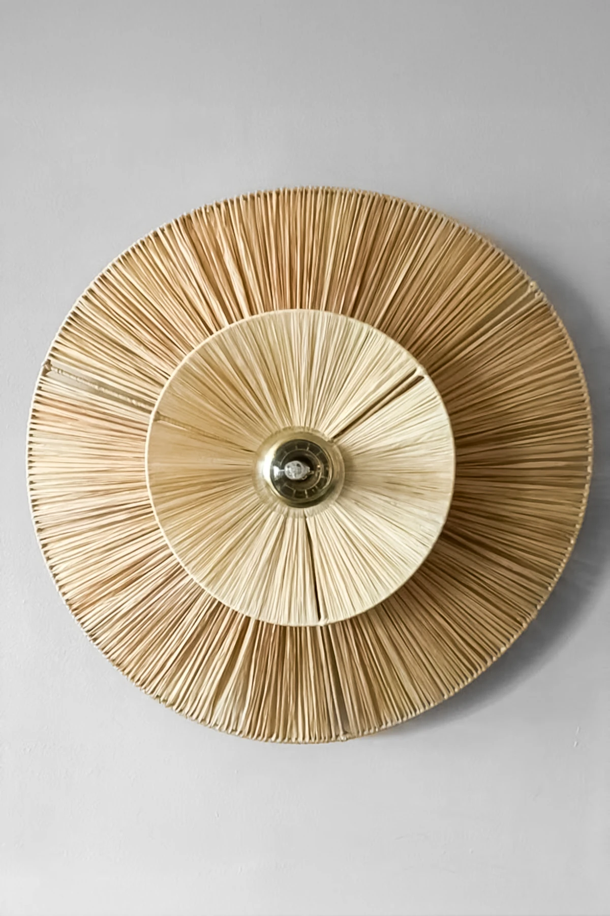 Doğal Renk Rafya Yuvarlak Modern Duvar Lambası Duvar Apliği