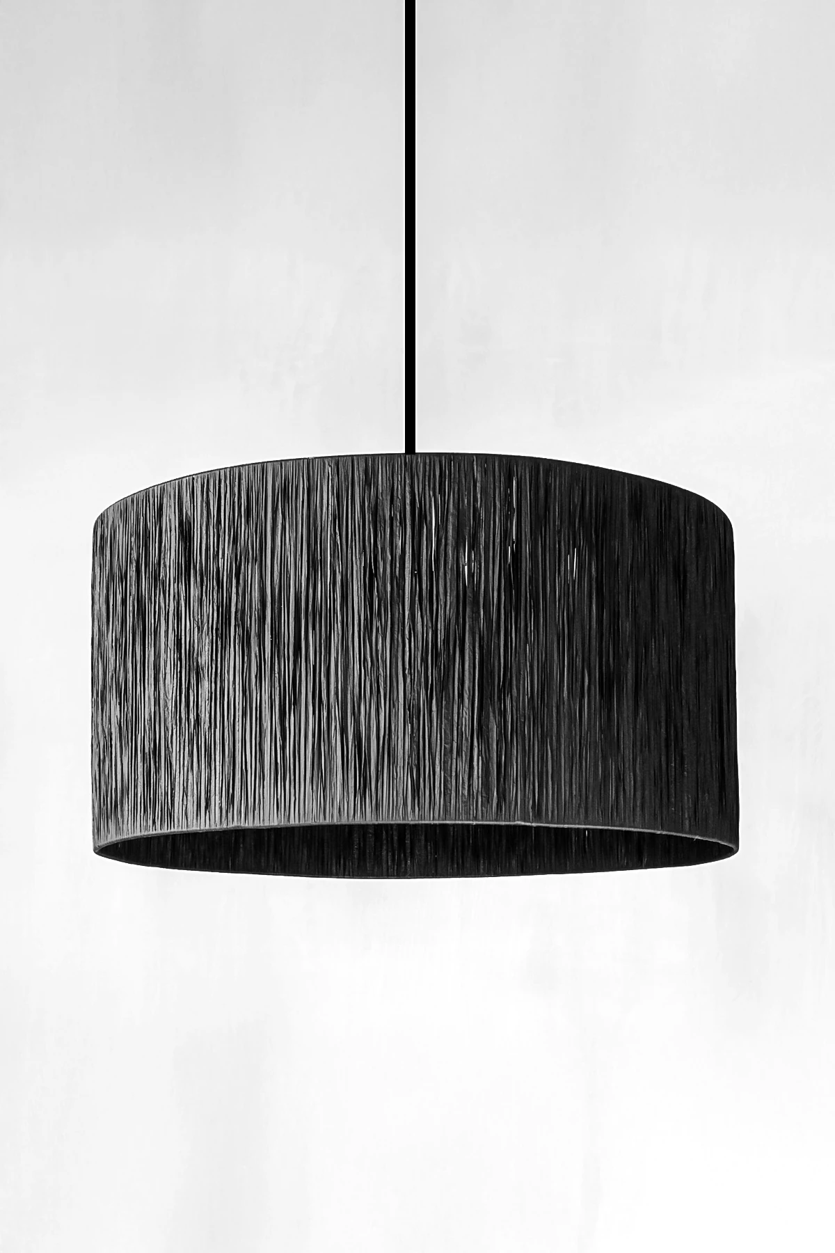 Doğal Kağıt Rafya Modern Ve Bohem Avize - siyah