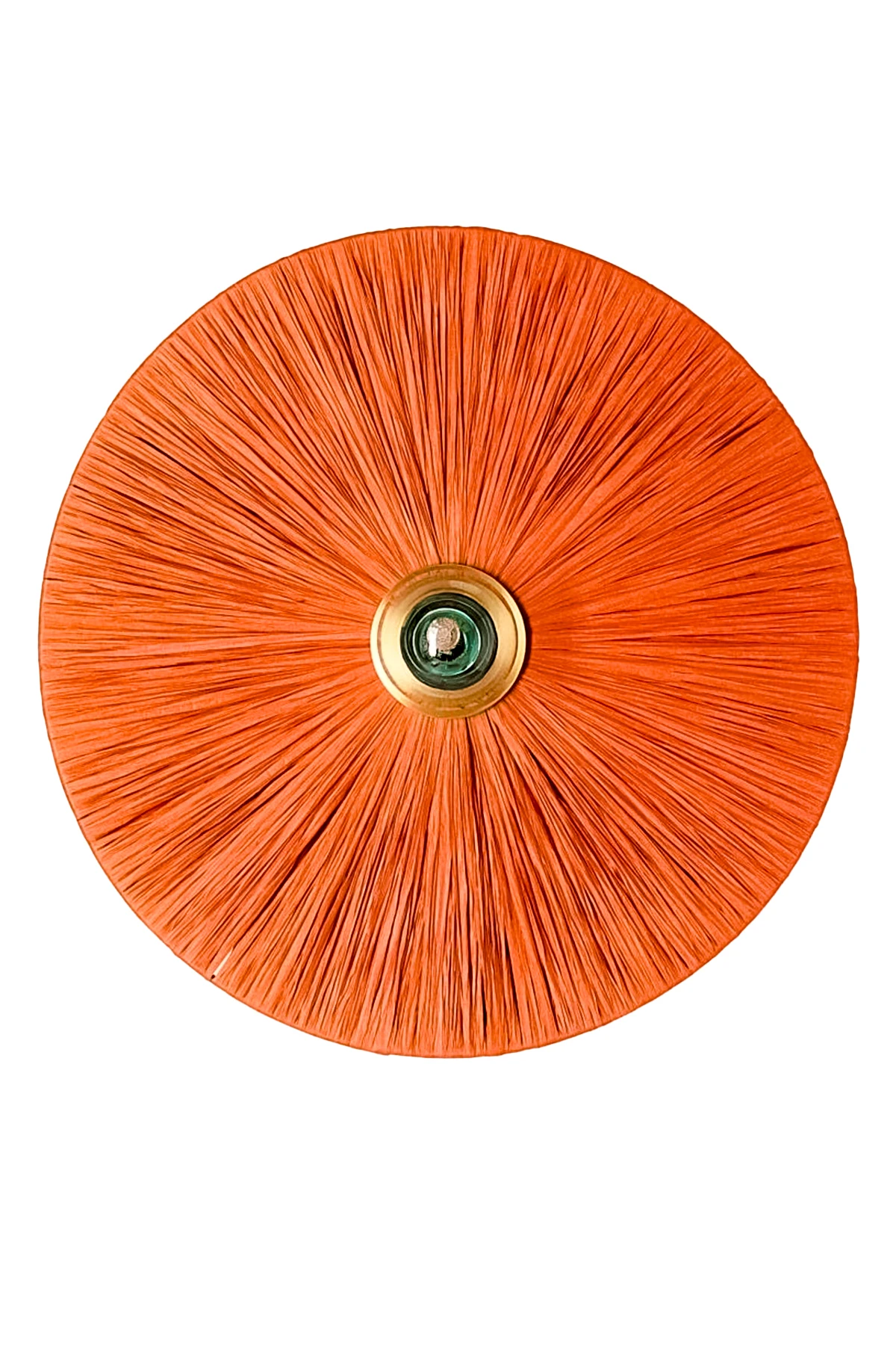 Doğal Renk Rafya Yuvarlak Modern Duvar Lambası Duvar Apliği - turuncu