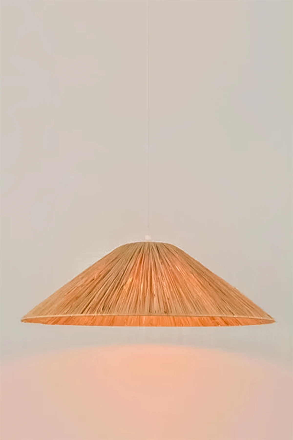 Doğal Kağıt Rafya Bohem Rustik Modern Beyaz Üçgen Avize - krem