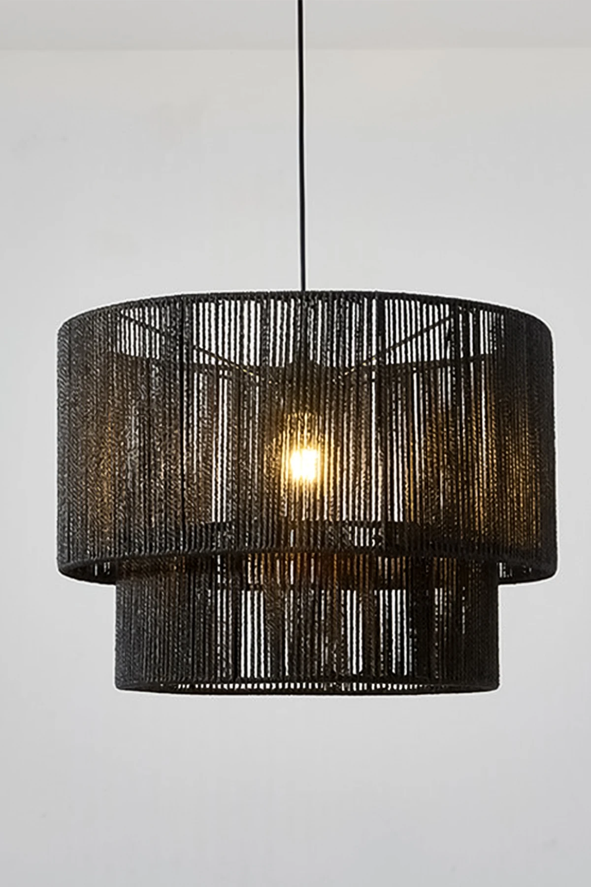 İki Katlı Siyah Bohem Rustik Modern İskandinav Tarz Avize Aydınlatma Lamba