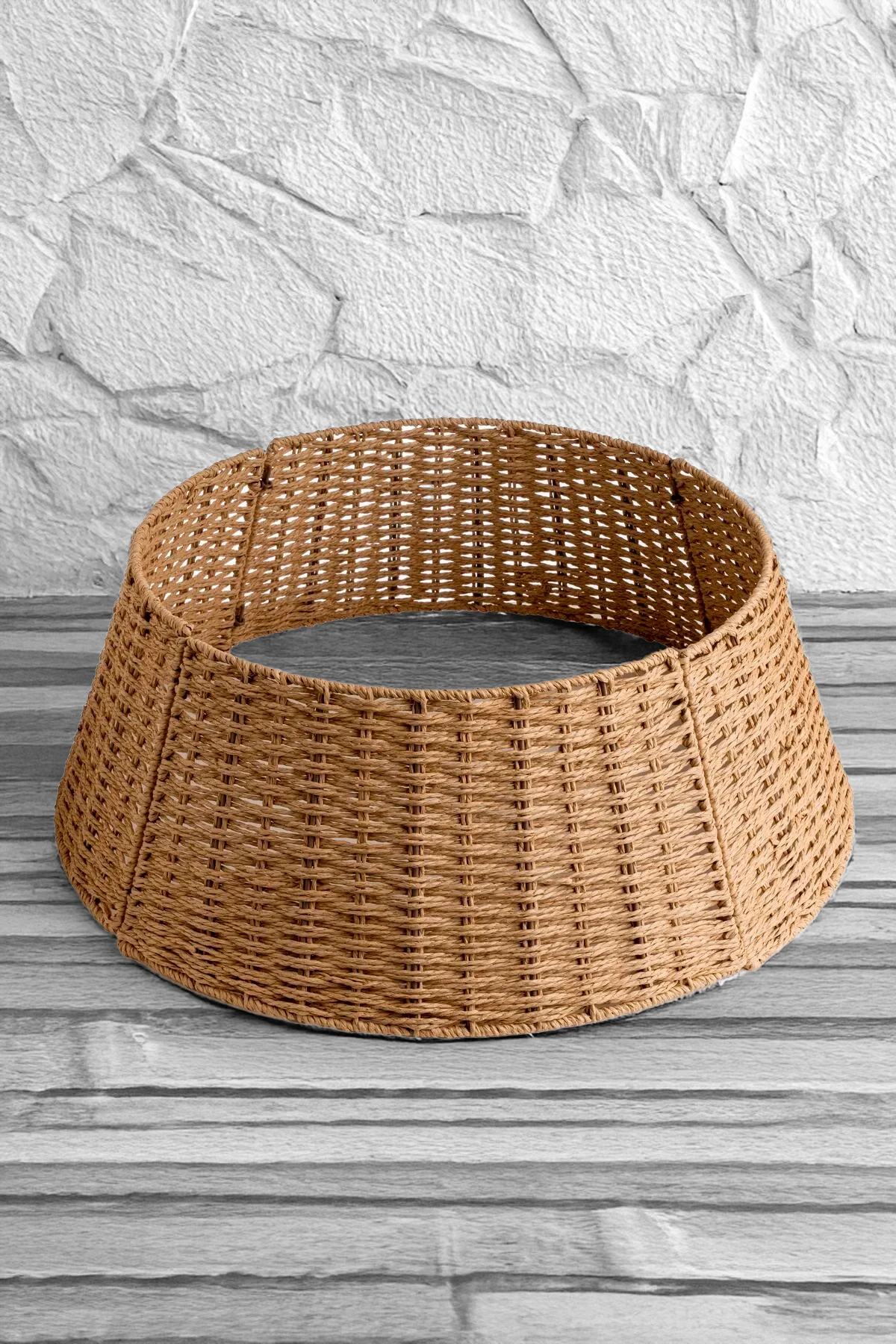 Dekoratif Bohem Rustik Yılbaşı Hasır Ağaç Altı  Sepeti