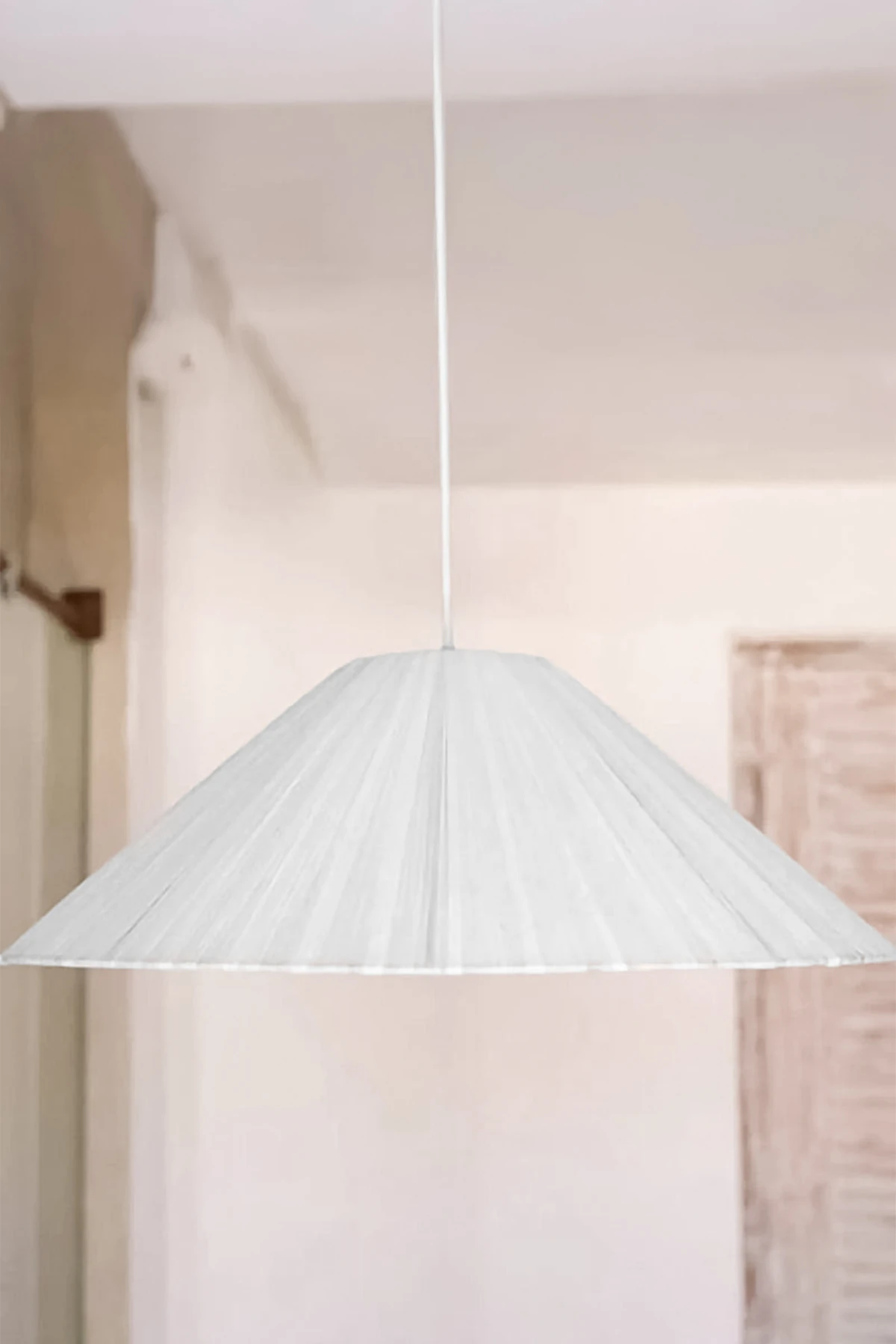 Doğal Kağıt Rafya Bohem Rustik Modern Beyaz Üçgen Avize - beyaz