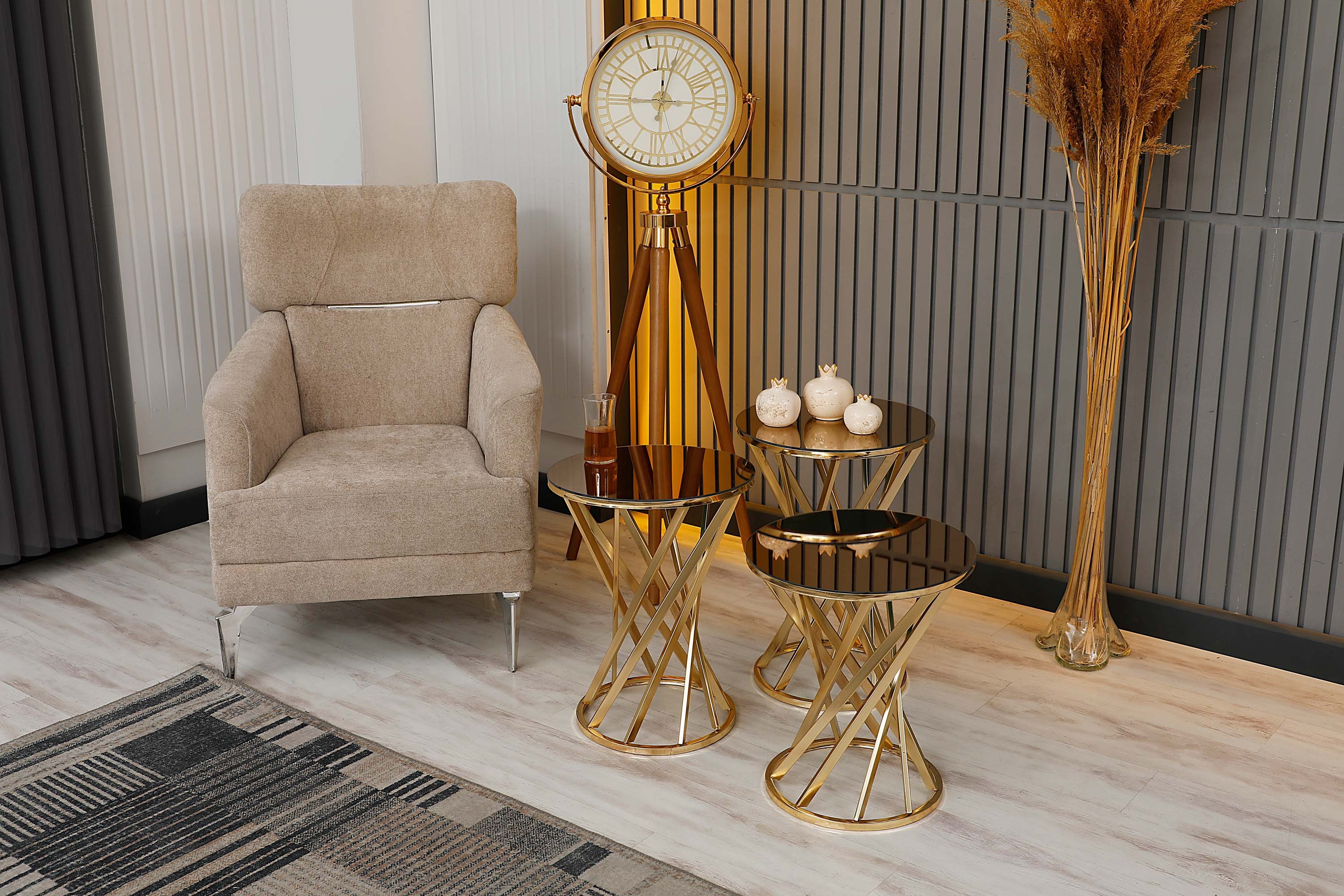 Zigonzi Home, Yelpaze Model, Gold, Üçlü