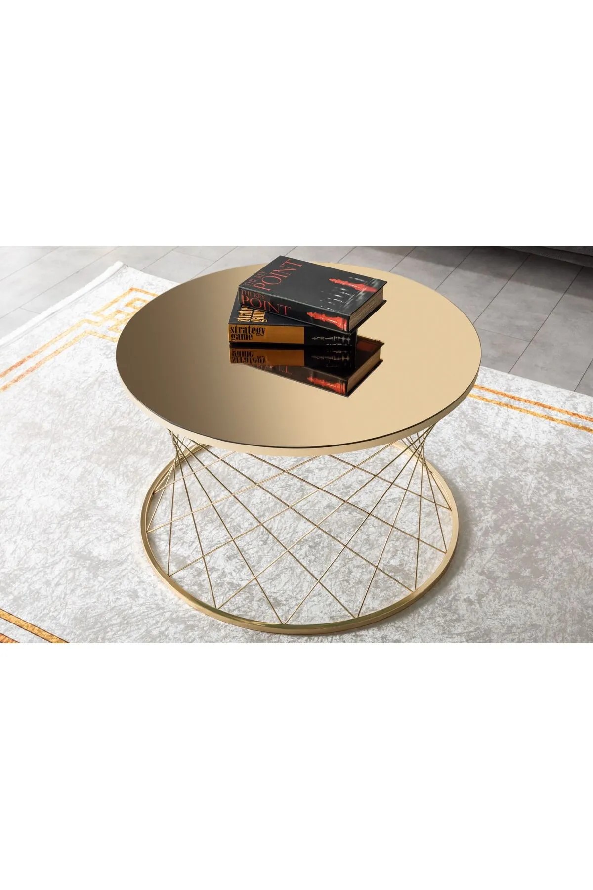 Zigonzi Home, Gold Metal, Bronz Ayna, Orta Sehpa 