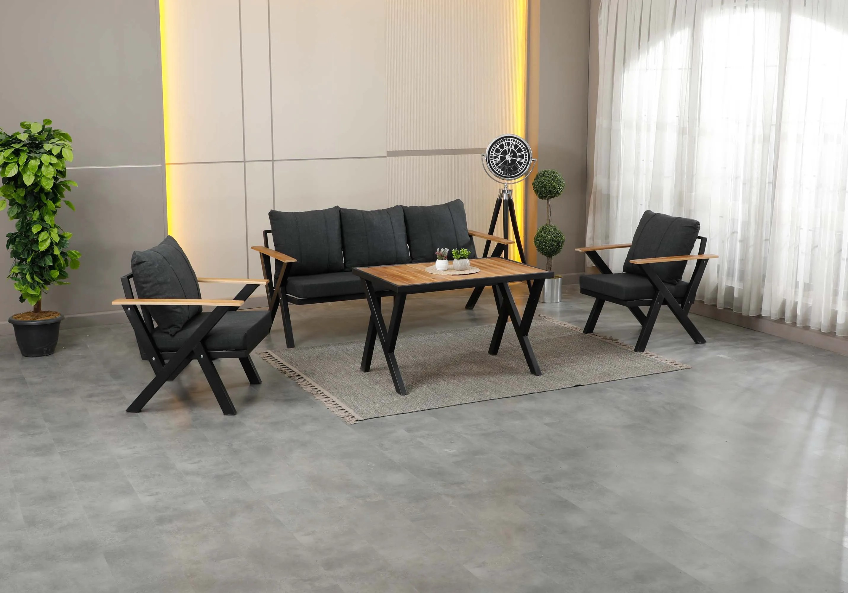 Gölge, 3+1+1 Bahçe-Balkon Mobilyası, Antrasit 