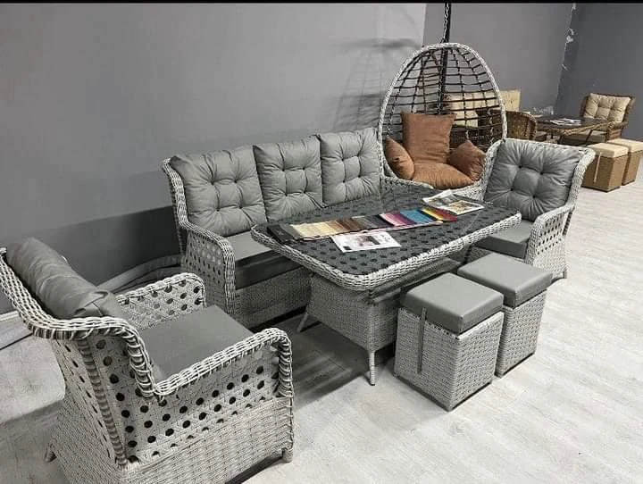 Zi̇gonzi̇ Home 3+1+1+ 2 puf Rattan Bahçe Mobi̇lyası Masa Dahil, Vilza 