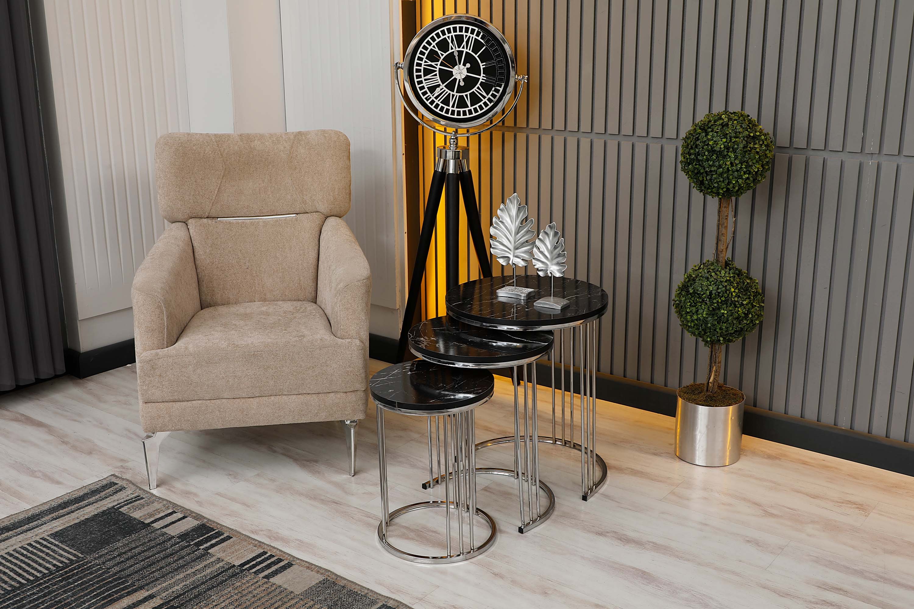 Zigonzi Home, Elif Model, Krom Metal, Zigon Sehpa