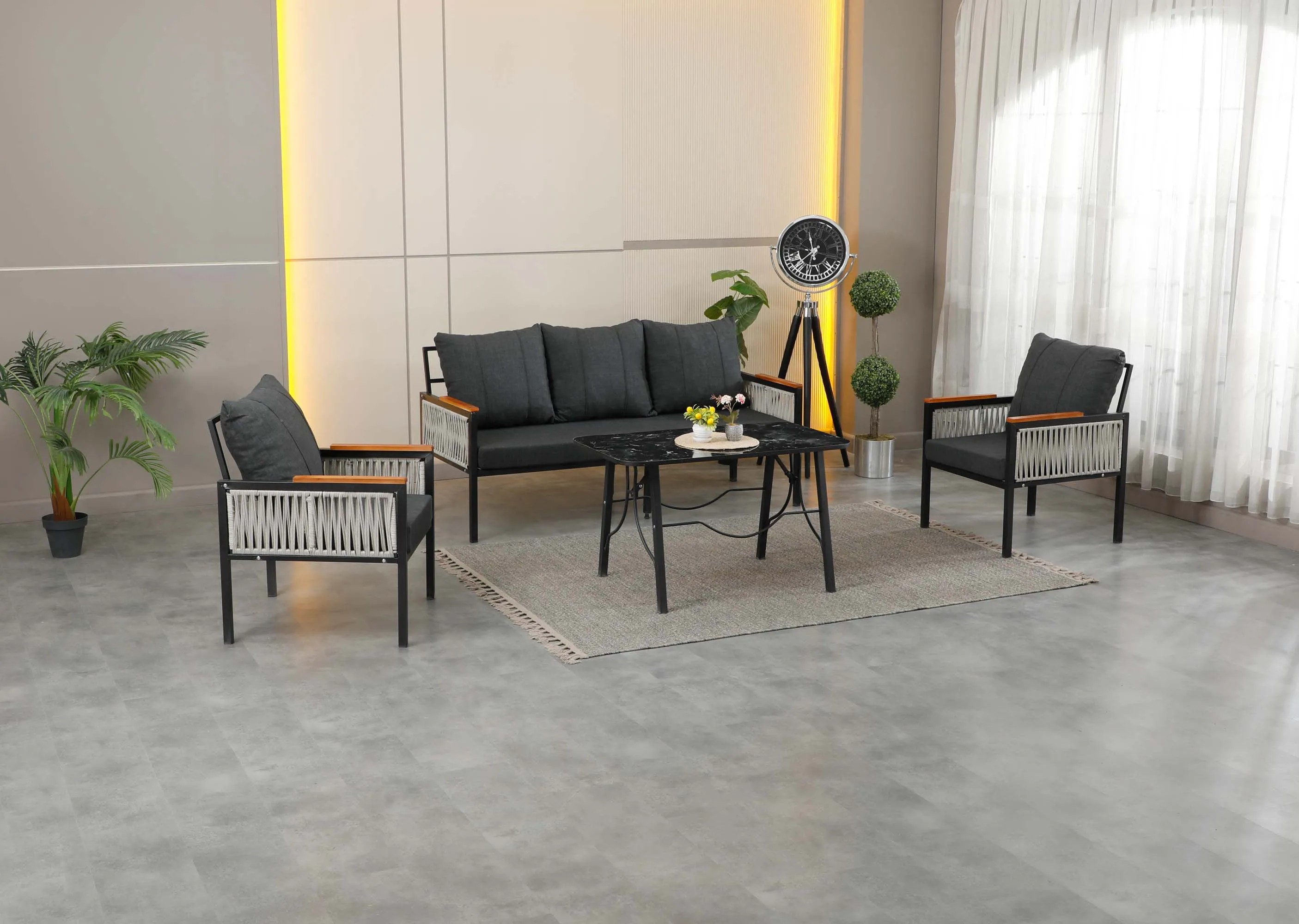Lara, 3+1+1 Bahçe-Balkon Mobilyası, Antrasit