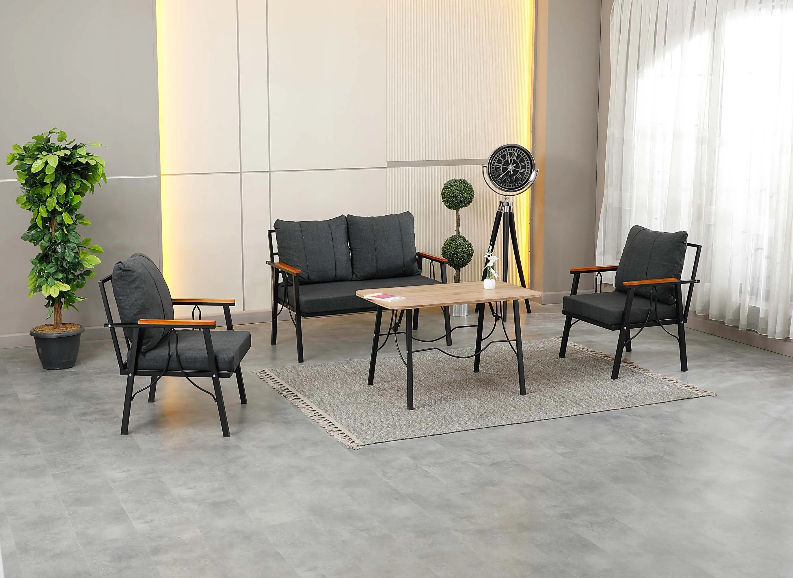 Rüya, 2+1+1 Bahçe-Balkon Mobilyası, Antrasit 