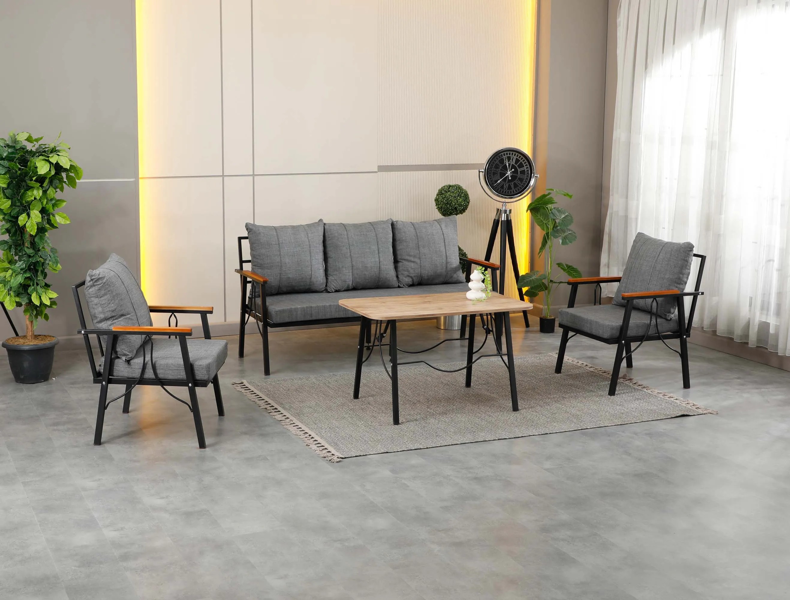 Rüya, 3+1+1 Bahçe-Balkon Mobilyası, Gri 