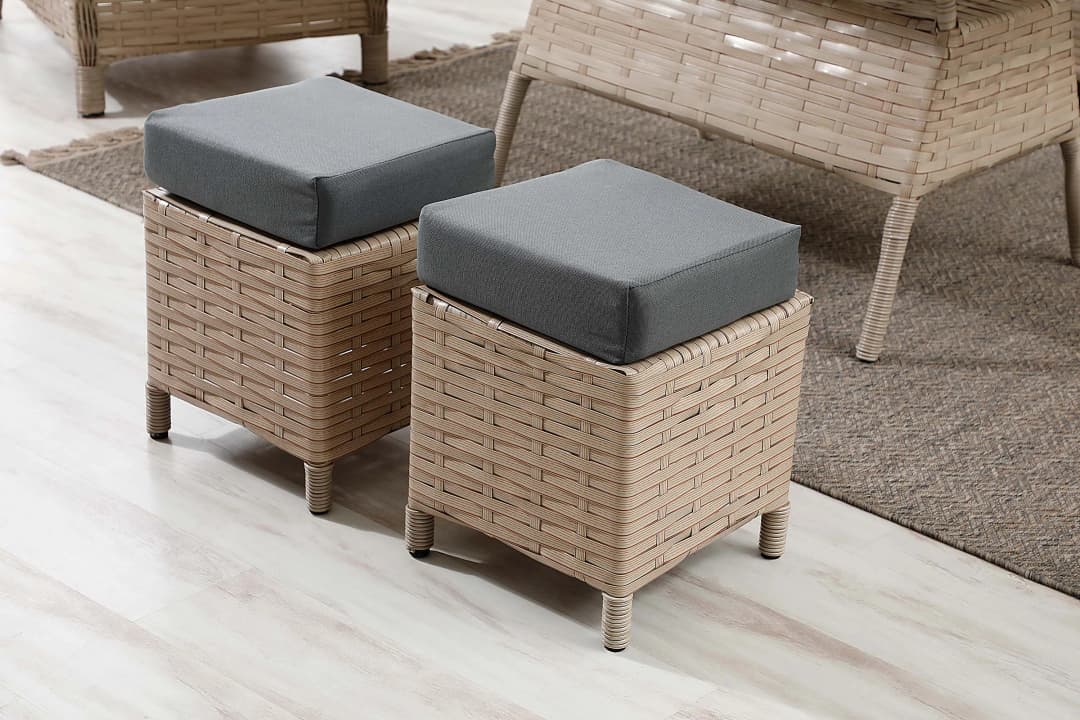 Vilza, 3+1+1 Rattan Bahçe Mobilyası, Cappuccino