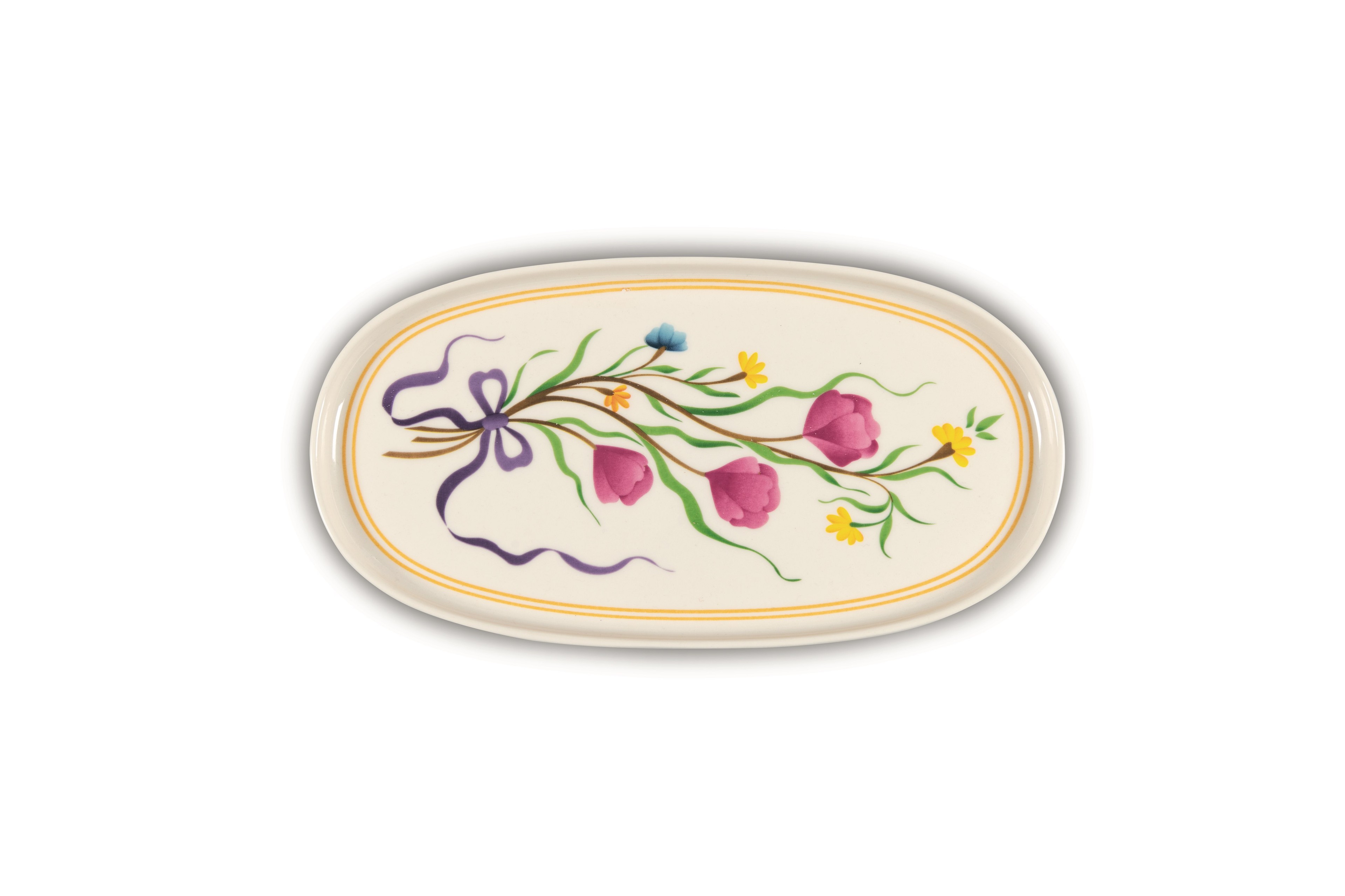 Florin Dance Koleksiyonu Çiçek Desenli Porselen Oval Servis Tabağı 30 cm 