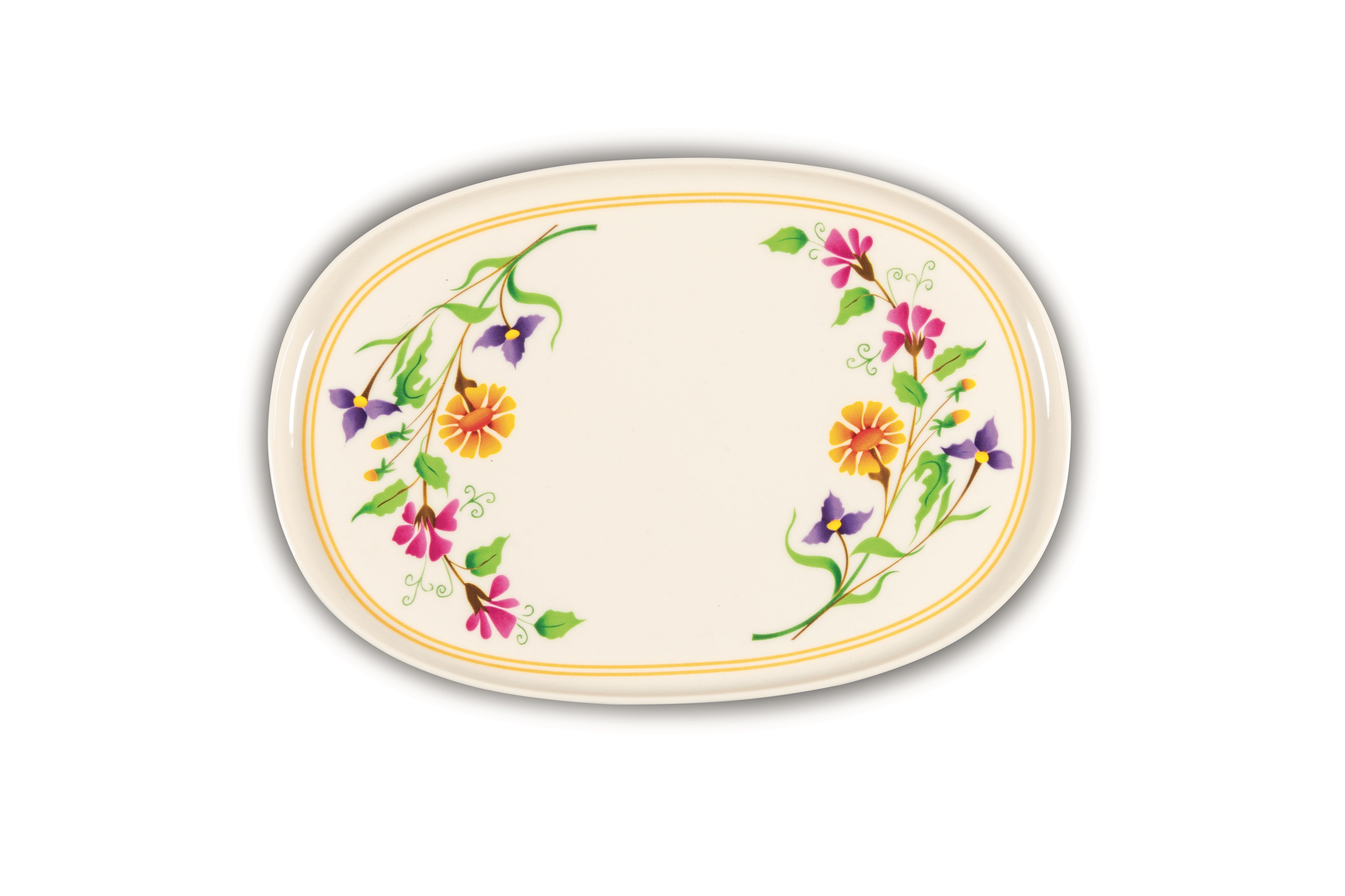 Florin Dance Koleksiyonu Çiçek Desenli Porselen Oval Servis Tabağı 34 cm 