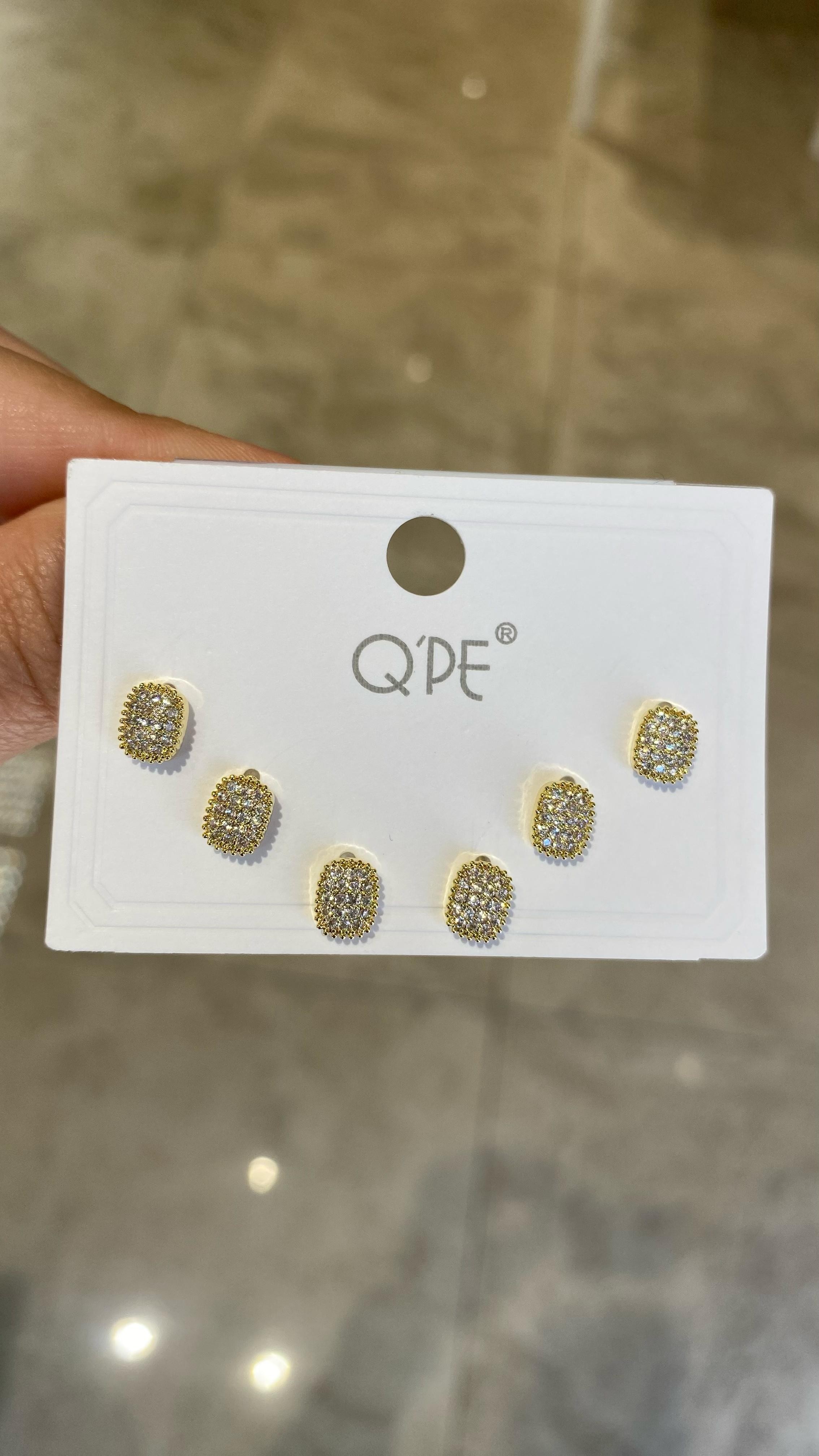 Çoklu küpe gold taşlı