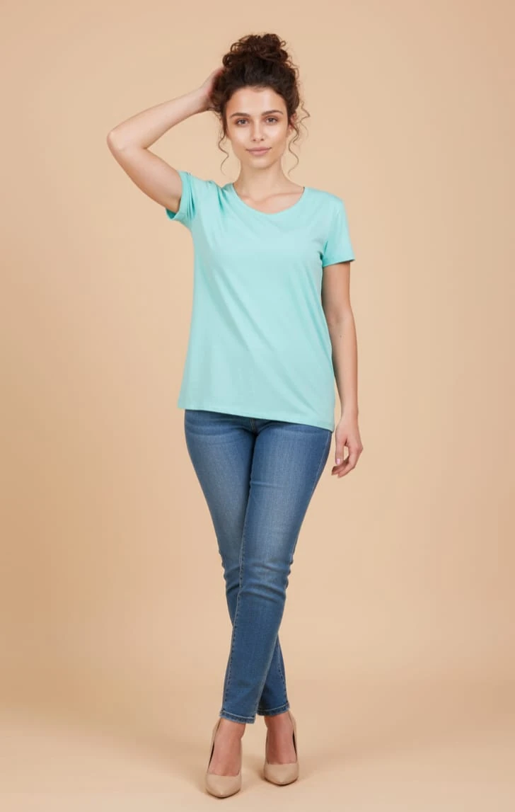 Büyük Beden Basic T-Shırt V Yaka %95 Pamuk %5 Likra