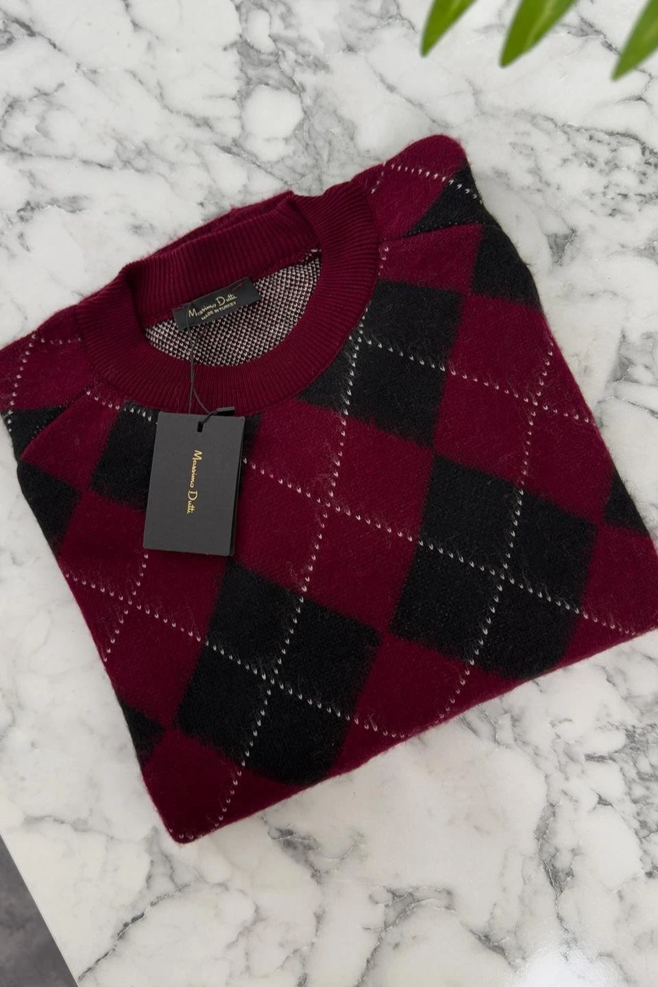 Baklava Desen Bisiklet Yaka Yumuşak Dokulu Kazak