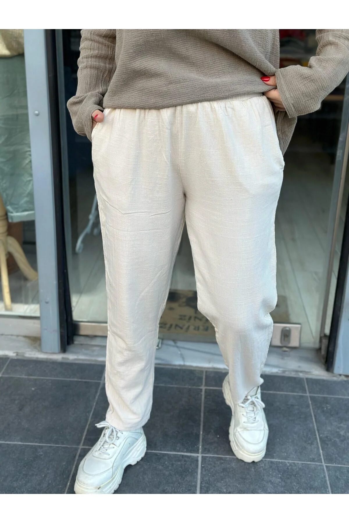 İtalyan Tasarım Keten Pantolon %100 Pamuk